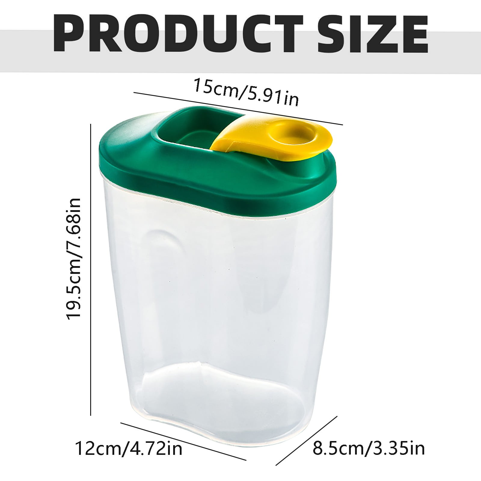 Airtight Storage Container with Lids, Plastic Pet Food Storage Container with Locking Lid,Pet Dog Cat Food Dispenser ,Clear Pet Dog Food Storage Bin Containers for Rice Grain(Green,4.72x7.68