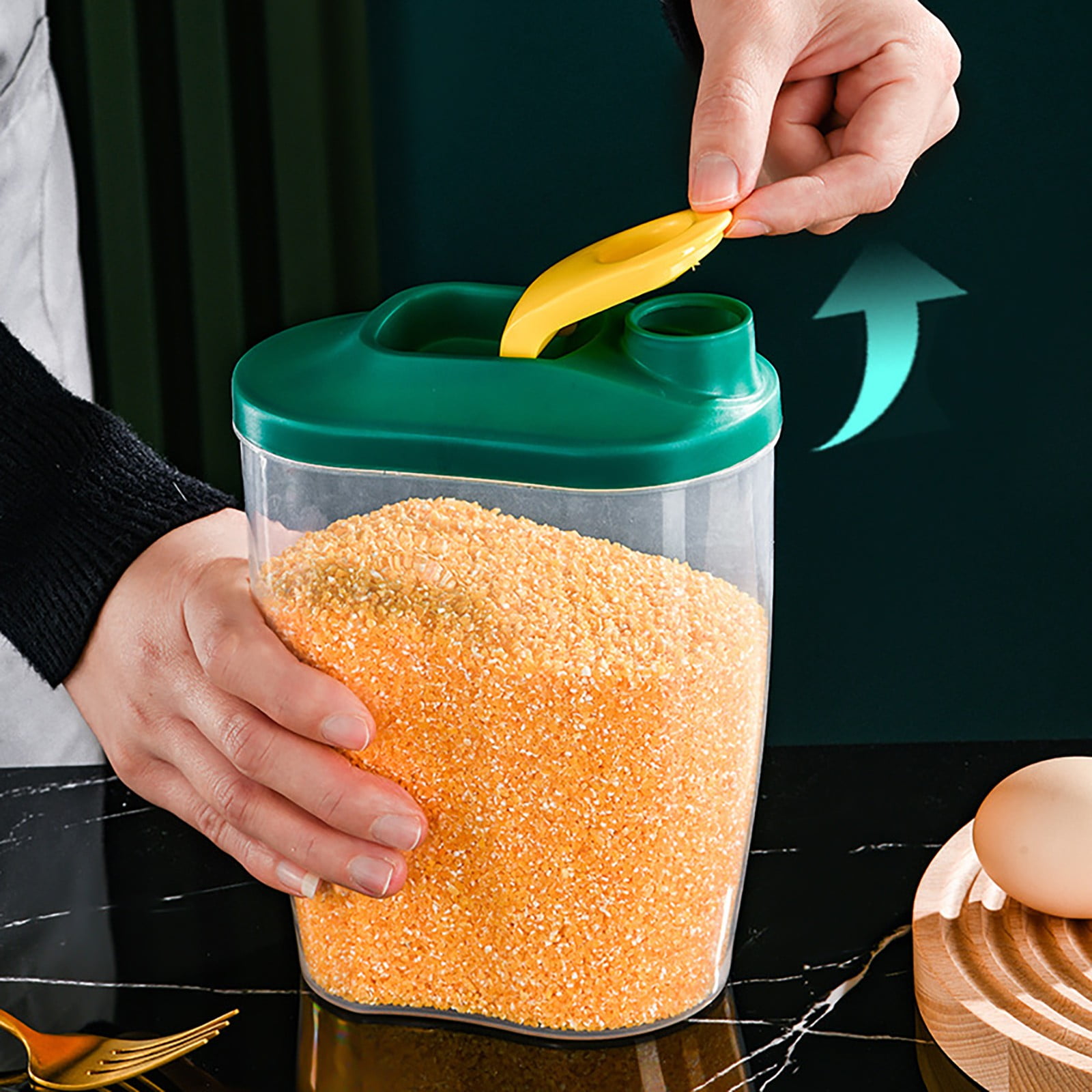Airtight Storage Container with Lids, Plastic Pet Food Storage Container with Locking Lid,Pet Dog Cat Food Dispenser ,Clear Pet Dog Food Storage Bin Containers for Rice Grain(Green,4.72x7.68