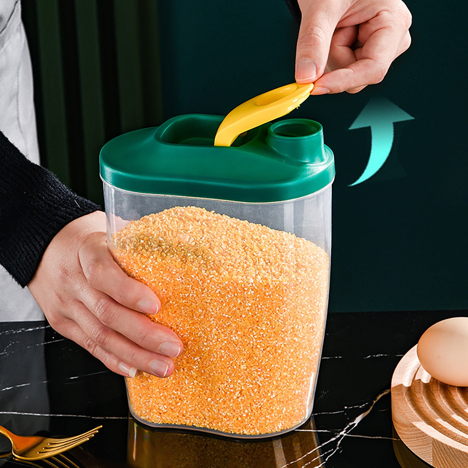 Airtight Storage Container with Lids, Plastic Pet Food Storage Container with Locking Lid,Pet Dog Cat Food Dispenser ,Clear Pet Dog Food Storage Bin Containers for Rice Grain(Green,4.72x7.68