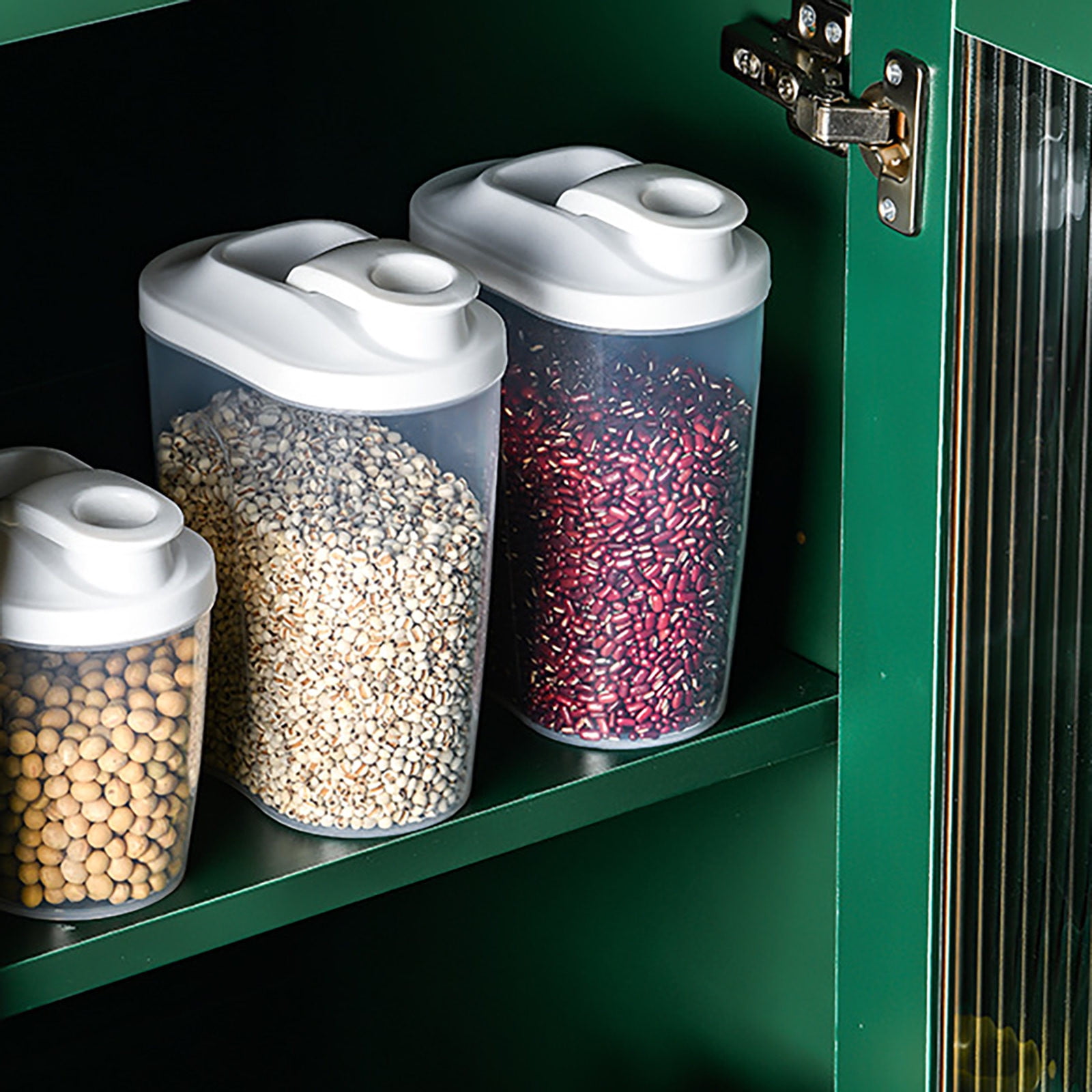 Airtight Storage Container with Lids, Plastic Pet Food Storage Container with Locking Lid,Pet Dog Cat Food Dispenser ,Clear Pet Dog Food Storage Bin Containers for Rice Grain(Green,4.72x7.68