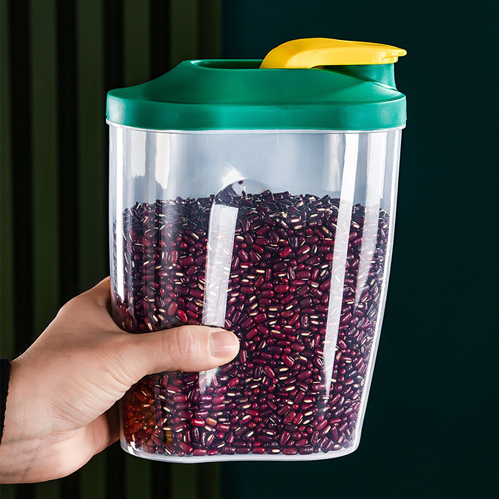 Airtight Storage Container with Lids, Plastic Pet Food Storage Container with Locking Lid,Pet Dog Cat Food Dispenser ,Clear Pet Dog Food Storage Bin Containers for Rice Grain(Green,4.72x7.68