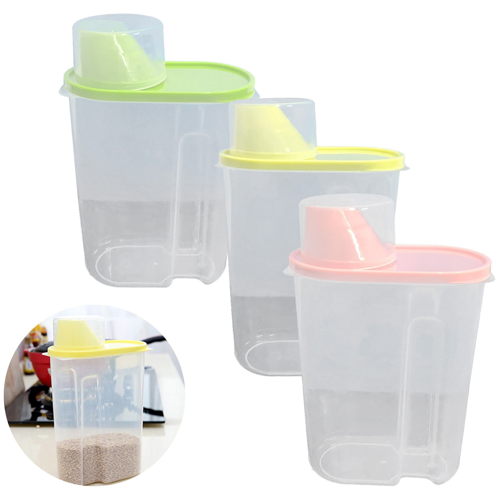 Airtight Storage Container with Lids, Plastic Pet Food Storage Container with Locking Lid,Pet Dog Cat Food Dispenser ,Clear Pet Dog Food Storage Bin Containers for Rice Grain(Green,4.72x7.68