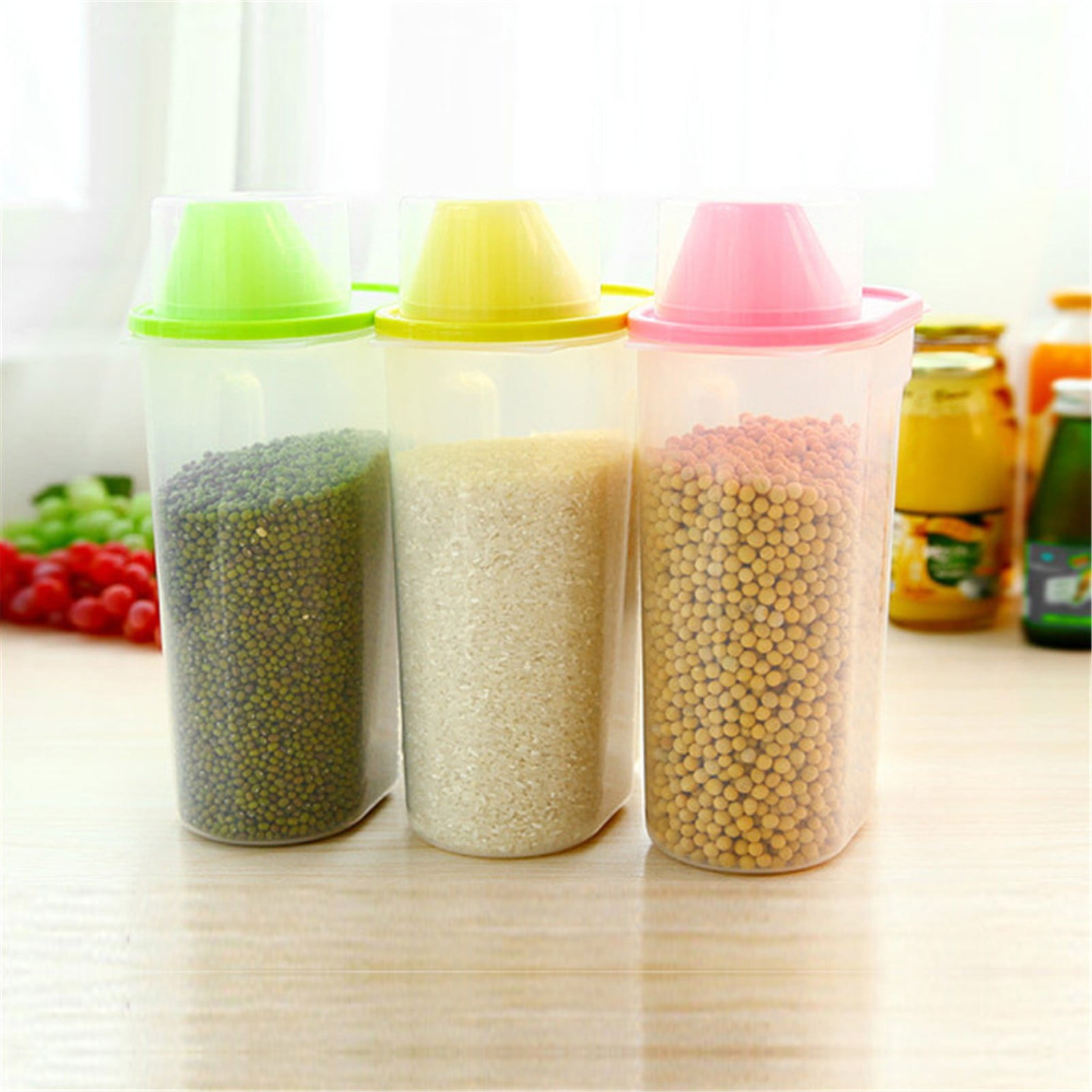 Airtight Storage Container with Lids, Plastic Pet Food Storage Container with Locking Lid,Pet Dog Cat Food Dispenser ,Clear Pet Dog Food Storage Bin Containers for Rice Grain(Green,4.72x7.68