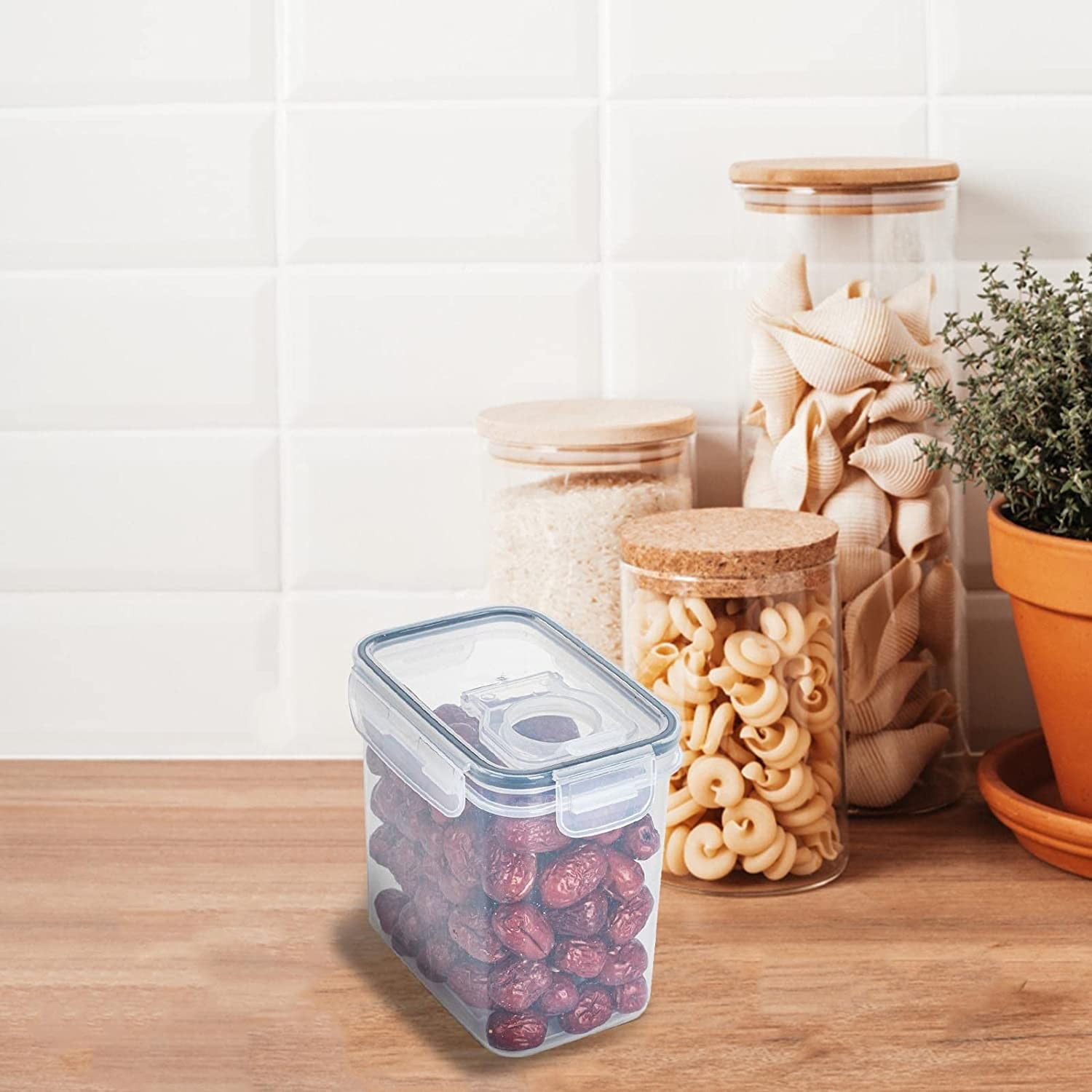 Airtight Storage Container with Lids, Plastic Pet Food Storage Container with Locking Lid,Pet Dog Cat Food Dispenser ,Clear Pet Dog Food Storage Bin Containers for Rice Grain(Green,4.72x7.68