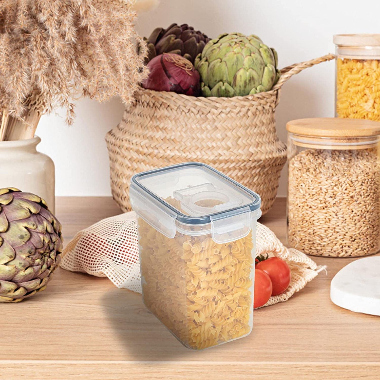 Airtight Storage Container with Lids, Plastic Pet Food Storage Container with Locking Lid,Pet Dog Cat Food Dispenser ,Clear Pet Dog Food Storage Bin Containers for Rice Grain(Green,4.72x7.68