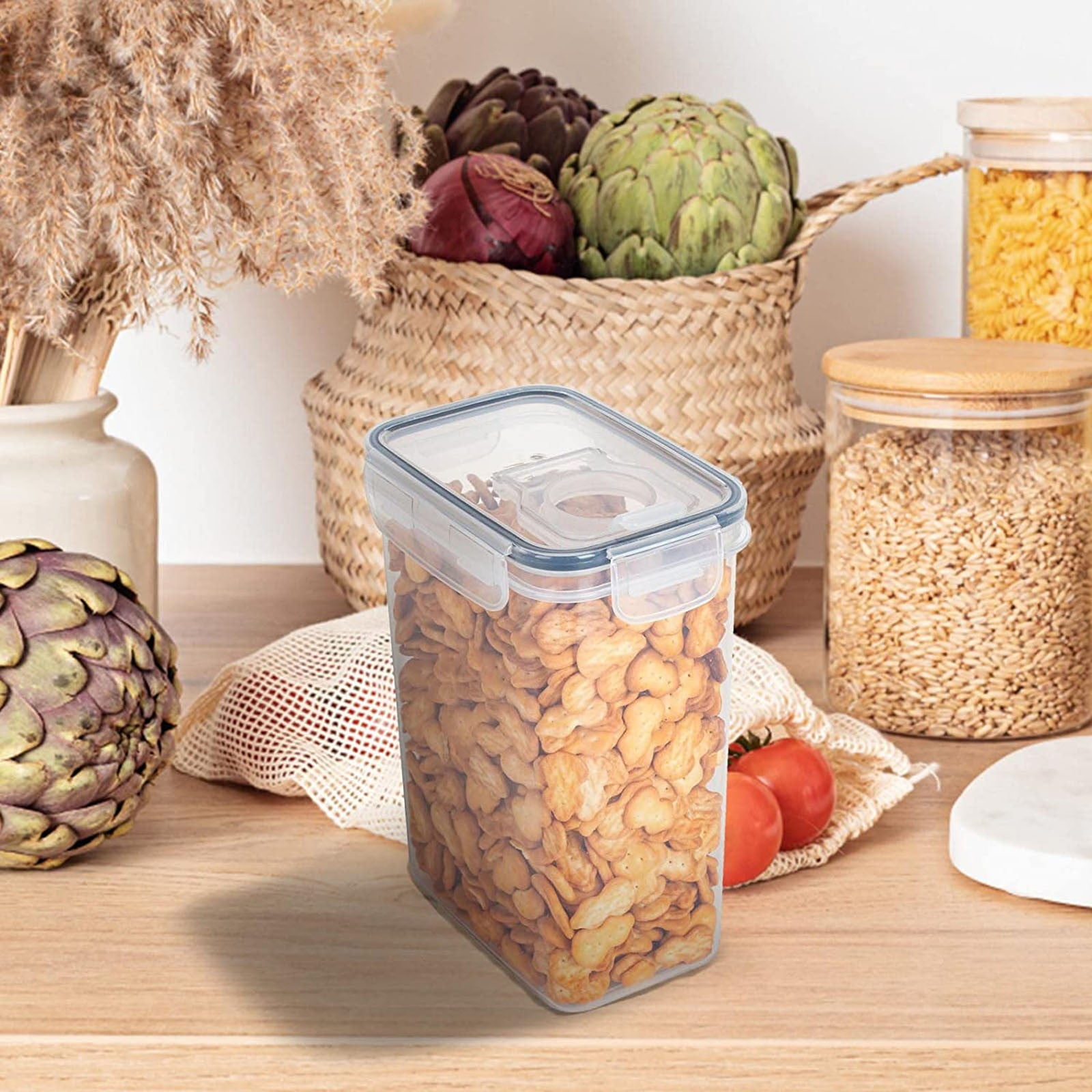 Airtight Storage Container with Lids, Plastic Pet Food Storage Container with Locking Lid,Pet Dog Cat Food Dispenser ,Clear Pet Dog Food Storage Bin Containers for Rice Grain(Green,4.72x7.68