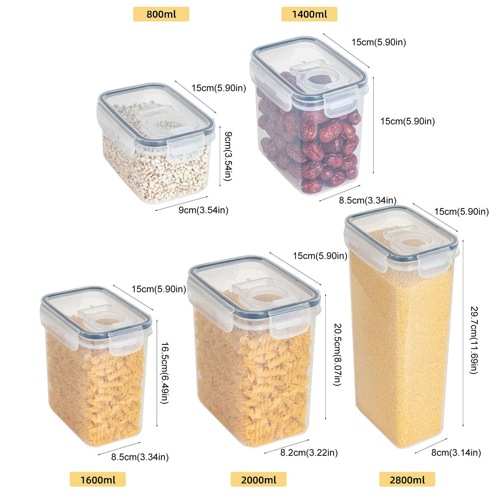 Airtight Storage Container with Lids, Plastic Pet Food Storage Container with Locking Lid,Pet Dog Cat Food Dispenser ,Clear Pet Dog Food Storage Bin Containers for Rice Grain(Green,4.72x7.68