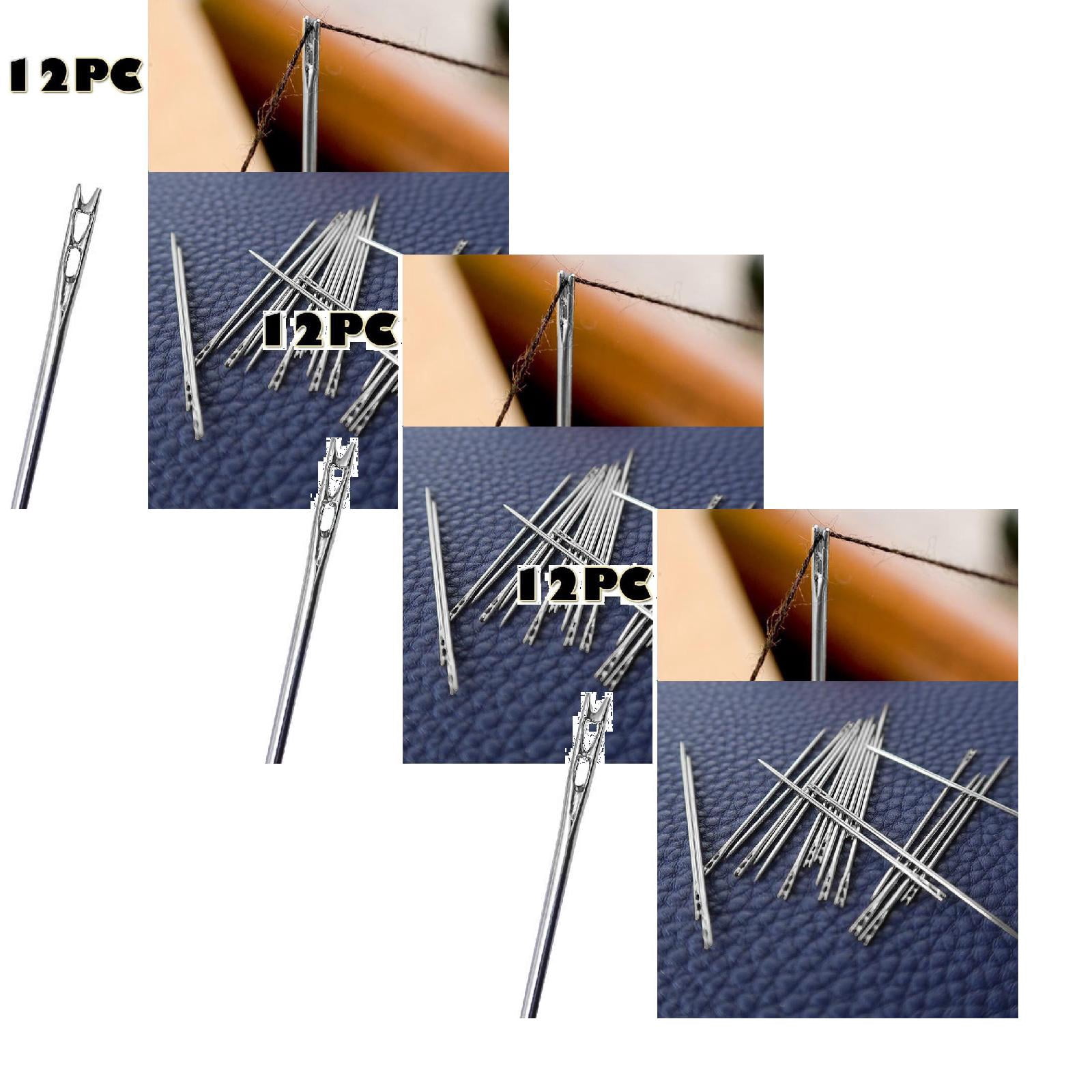 Large Eye Sharp Needles, Self Threading Needles for Hand Sewing, Easy to Thread Big Eye Sewing Needles, Embroidery Needles Blind Needles in 3 Sizes 1.38/1.5/1.65 in for DIY Embroidery Sewing, 12 Pcs Multisize Silver*3 Set - Image 1