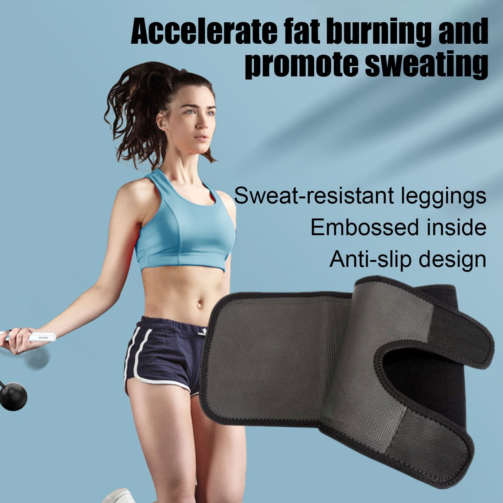 Compression Leg Bands for Sports,Sweat-Enhancing Thigh Guards for Running & Workouts,Adjustable Non-Slip Design for Muscle Support and Slimming,Pair Included Black - Image 4