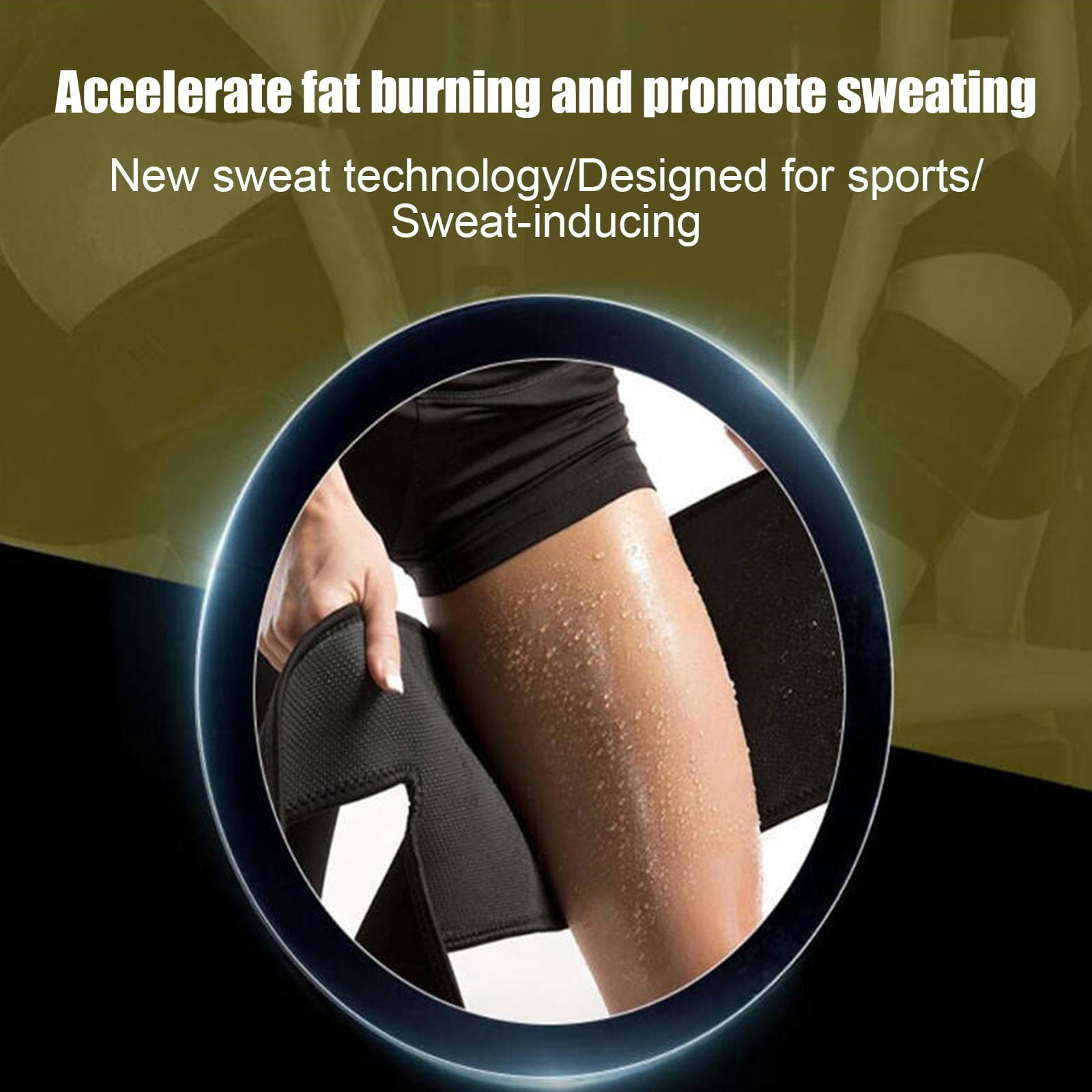 Compression Leg Bands for Sports,Sweat-Enhancing Thigh Guards for Running & Workouts,Adjustable Non-Slip Design for Muscle Support and Slimming,Pair Included Black - Image 6
