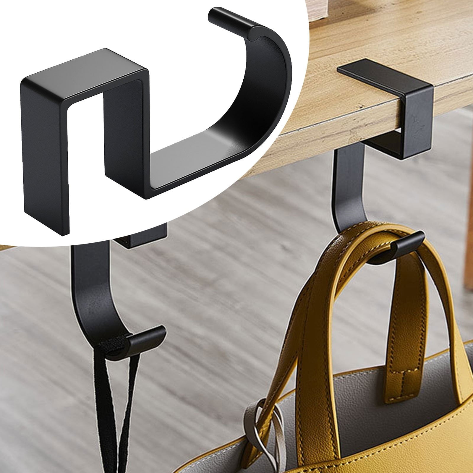 Purse Hook for Table, Heavy Duty Alloy Desk Bag Mount Hanger, Multi-Purpose Handbag Holder for Desktop Organizer Backpacks Headphones Keys Umbrellas Water Bottles Hanging, 1 Pack, 1.85x3.94 1.85