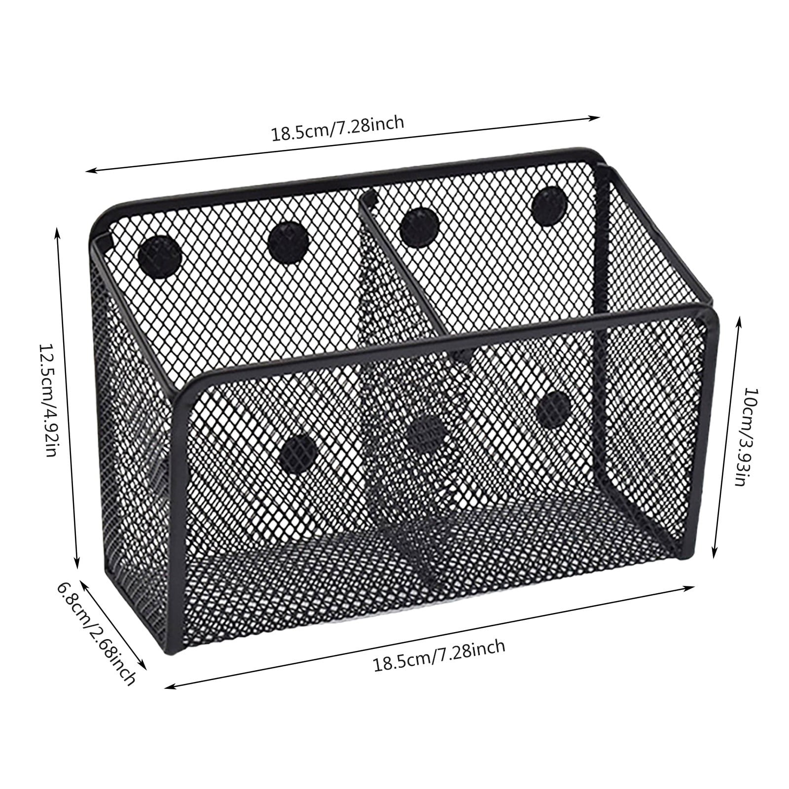 Magnetic Pen Holder, Heavy Duty 2 Slot Mesh Pencil & Marker Organizer for Desk, Extra Strong Magnets for Locker, Refrigerator, Dry Erase Board, Whiteboard Storage Solution, 7.28x2.68x4.92 3.35