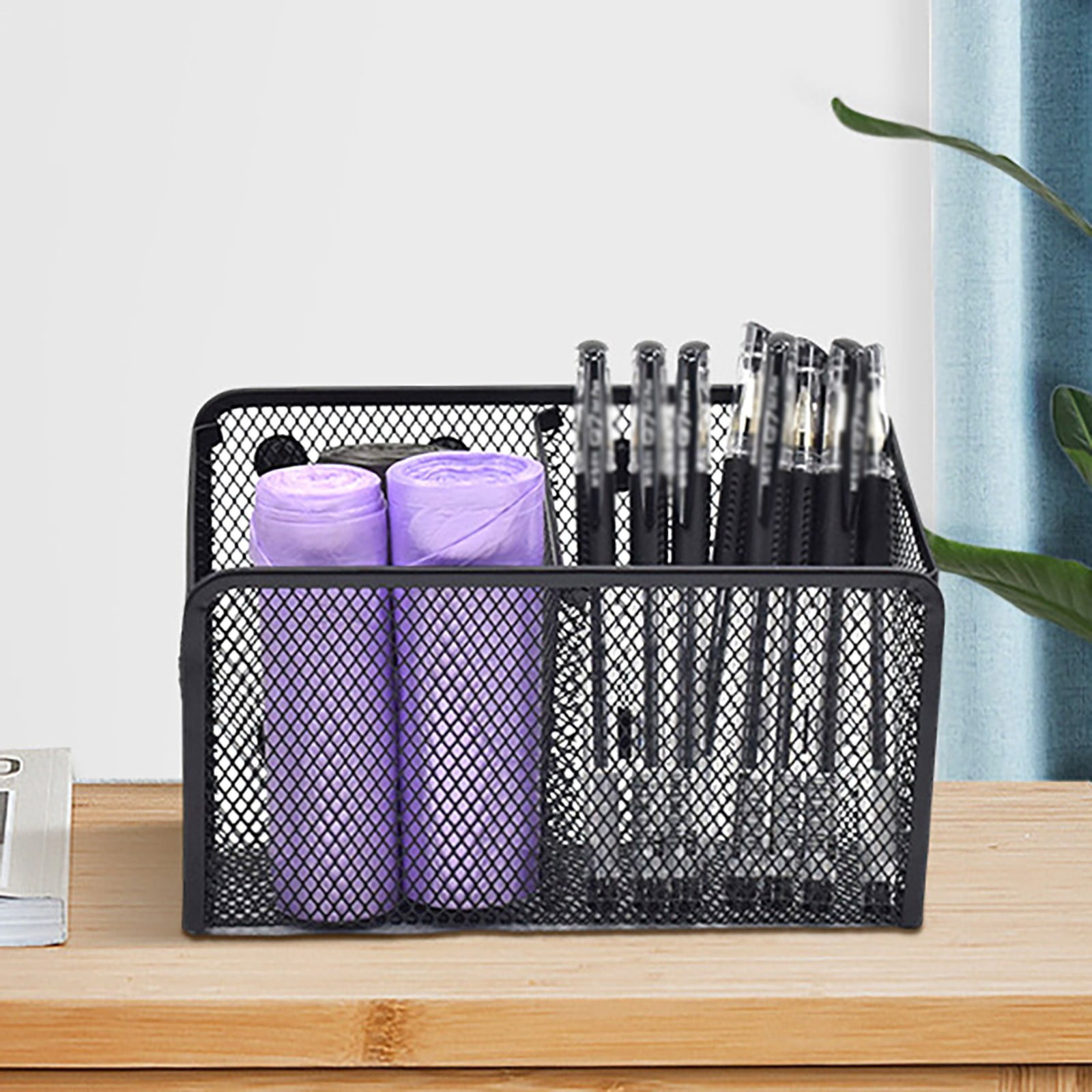 Magnetic Pen Holder, Heavy Duty 2 Slot Mesh Pencil & Marker Organizer for Desk, Extra Strong Magnets for Locker, Refrigerator, Dry Erase Board, Whiteboard Storage Solution, 7.28x2.68x4.92 3.35