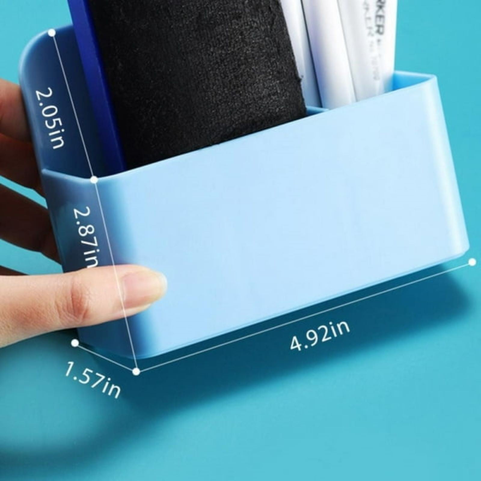 Magnetic Pen Holder, Heavy Duty 2 Slot Mesh Pencil & Marker Organizer for Desk, Extra Strong Magnets for Locker, Refrigerator, Dry Erase Board, Whiteboard Storage Solution, 7.28x2.68x4.92 4.92