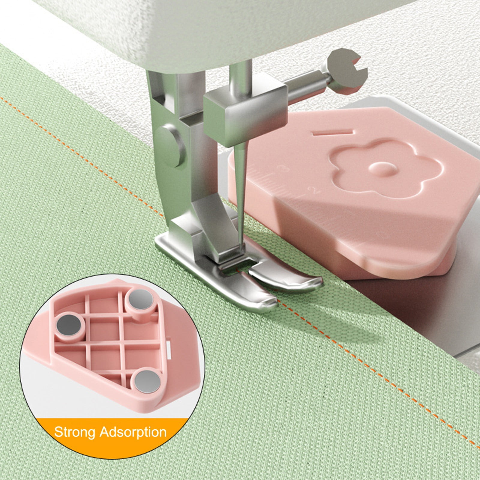 1Pcs Magnetic Seam Guide for Sewing Machine, Multifunctional Polygonal Hemmer Guide with Scale, Universal Sewing and Quilting Supplies Accessories Tools (Polygonal Seam Guide) (Orange) Pink - Image 2