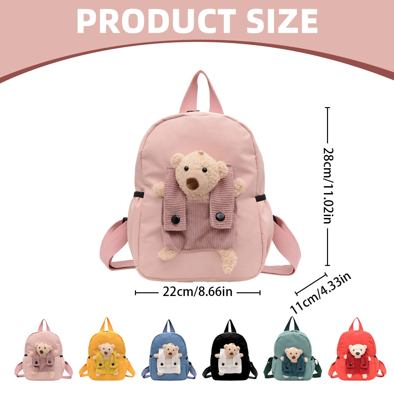 1 Pcs Travel Backpack,Cute Custom BookBag with Detachable Bear,Travel Backapck for Women/Men Casual Laptop Bookbag,Large Capacity Backpack for Birthday Gift,Christmas Gift,8.6x11 in(Green) Yellow - Image 2