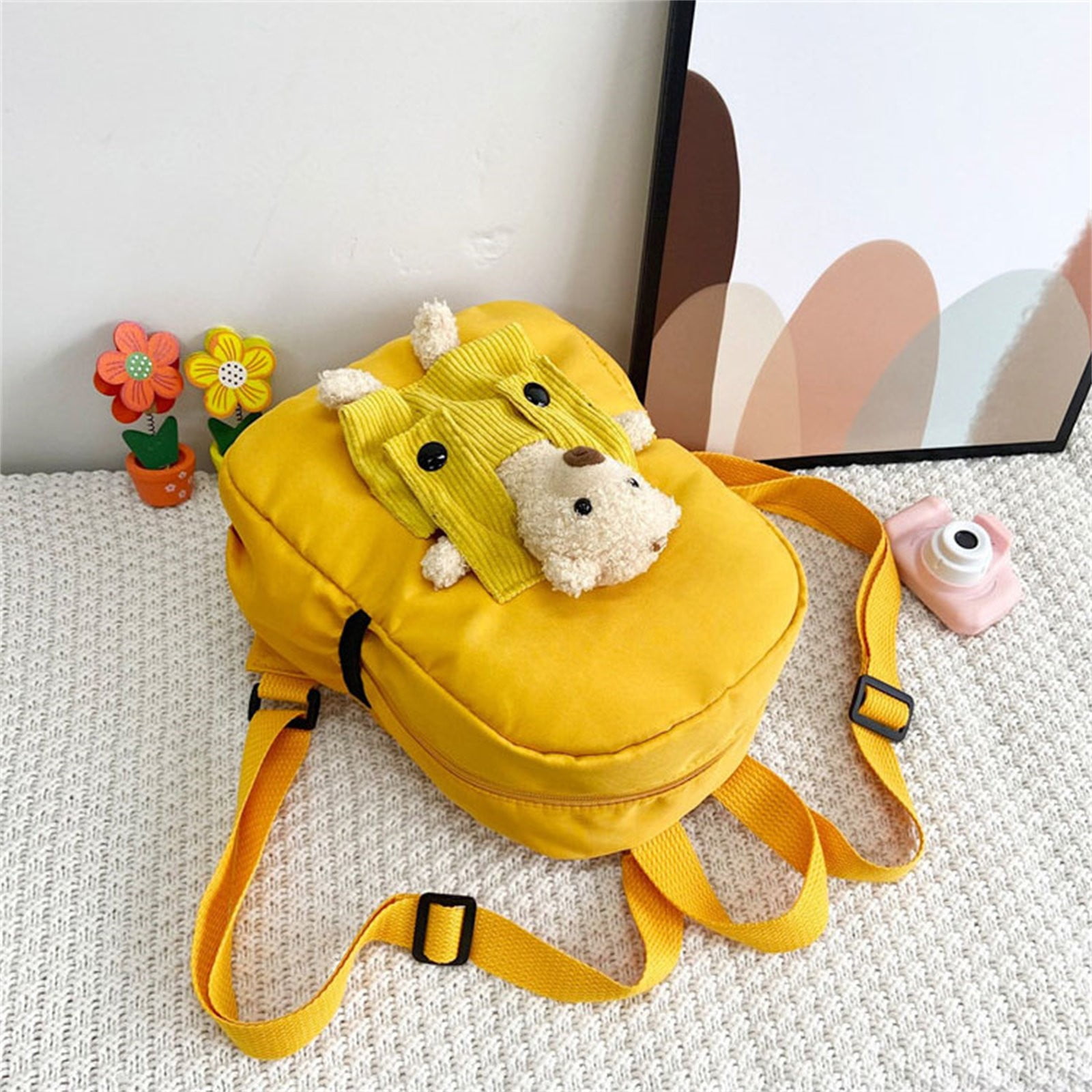 1 Pcs Travel Backpack,Cute Custom BookBag with Detachable Bear,Travel Backapck for Women/Men Casual Laptop Bookbag,Large Capacity Backpack for Birthday Gift,Christmas Gift,8.6x11 in(Green) Yellow - Image 4