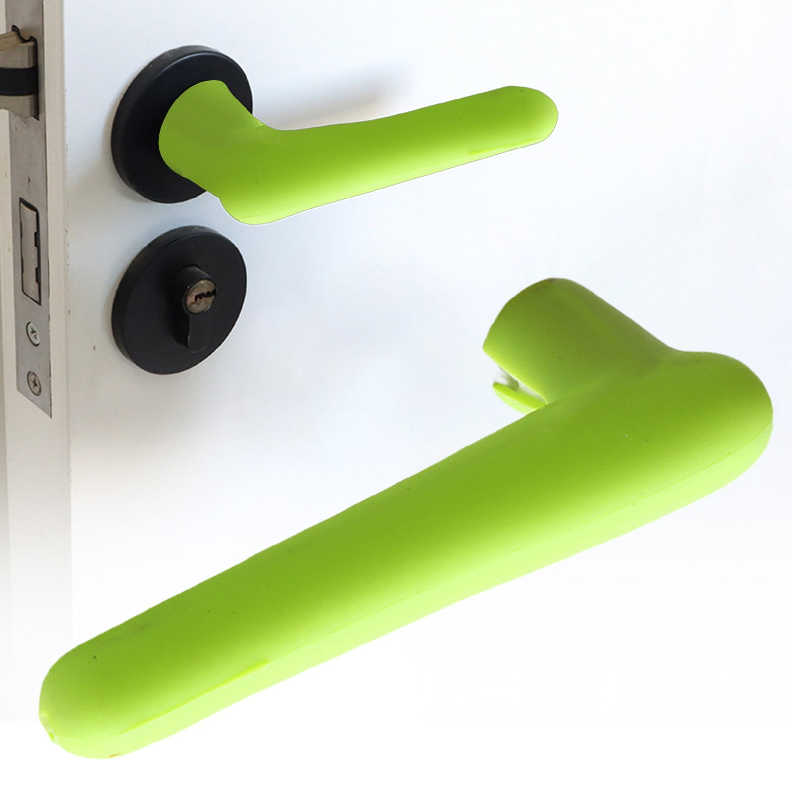 Door Handle Covers, Heavy Duty Door Knob Covers Silicone Door Handle Glove Covers Anti-Static Safety Door Knob Protector for Flat Square Door Levers (Beige/1 Pcs) 5.31x2.17 5.31