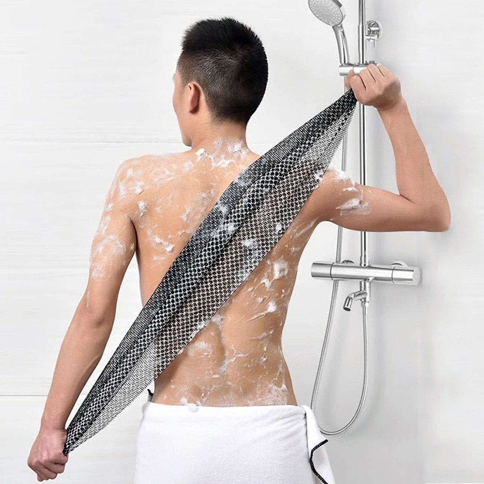 Exfoliating Washcloth Towel,Extra Rough Body & Back Scrubber for Use in Shower Bath, Long Exfoliating Body Scrubber, Exfoliator Shower Towel for Men Women, 39.37x9.84 39.37