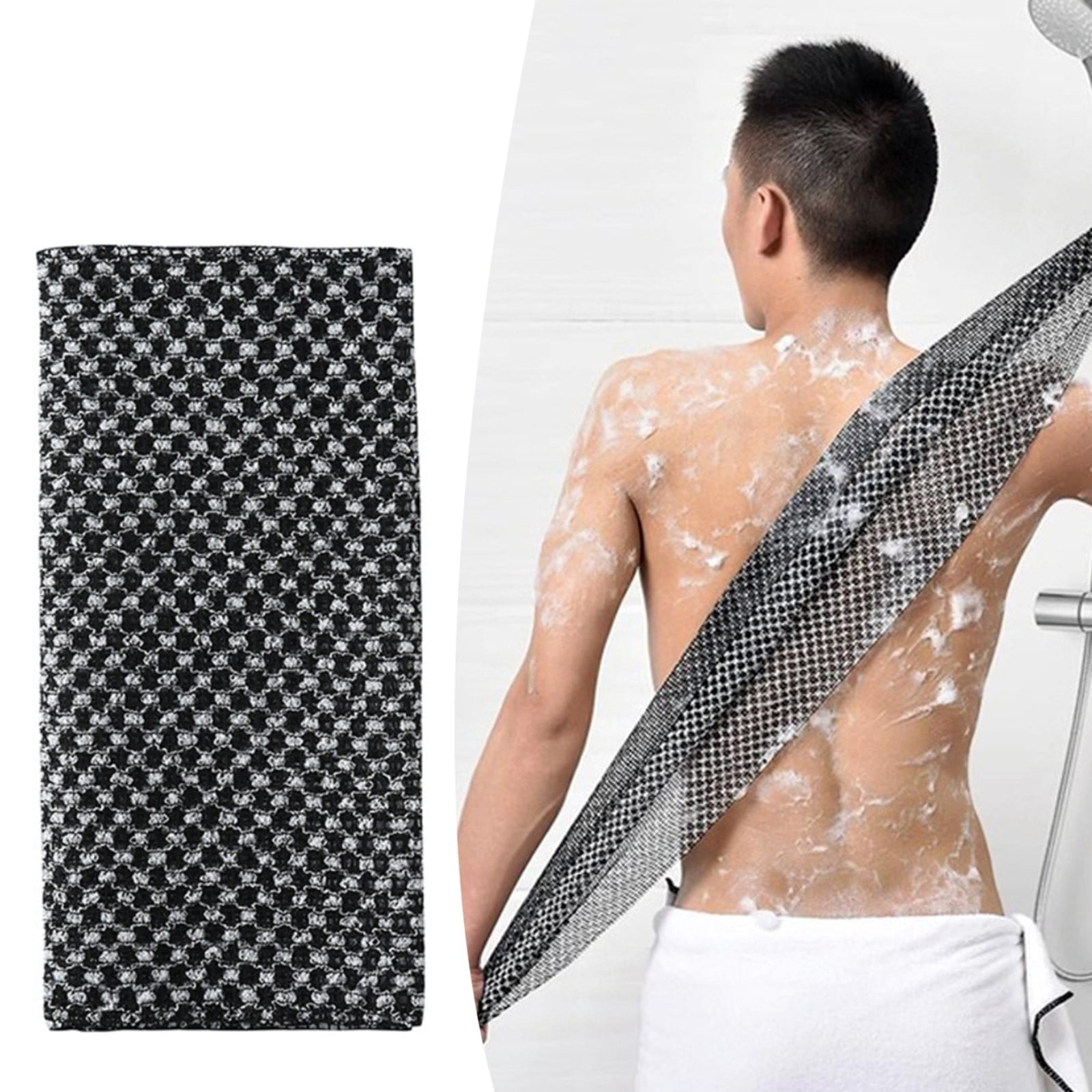 Exfoliating Washcloth Towel,Extra Rough Body & Back Scrubber for Use in Shower Bath, Long Exfoliating Body Scrubber, Exfoliator Shower Towel for Men Women, 39.37x9.84 39.37