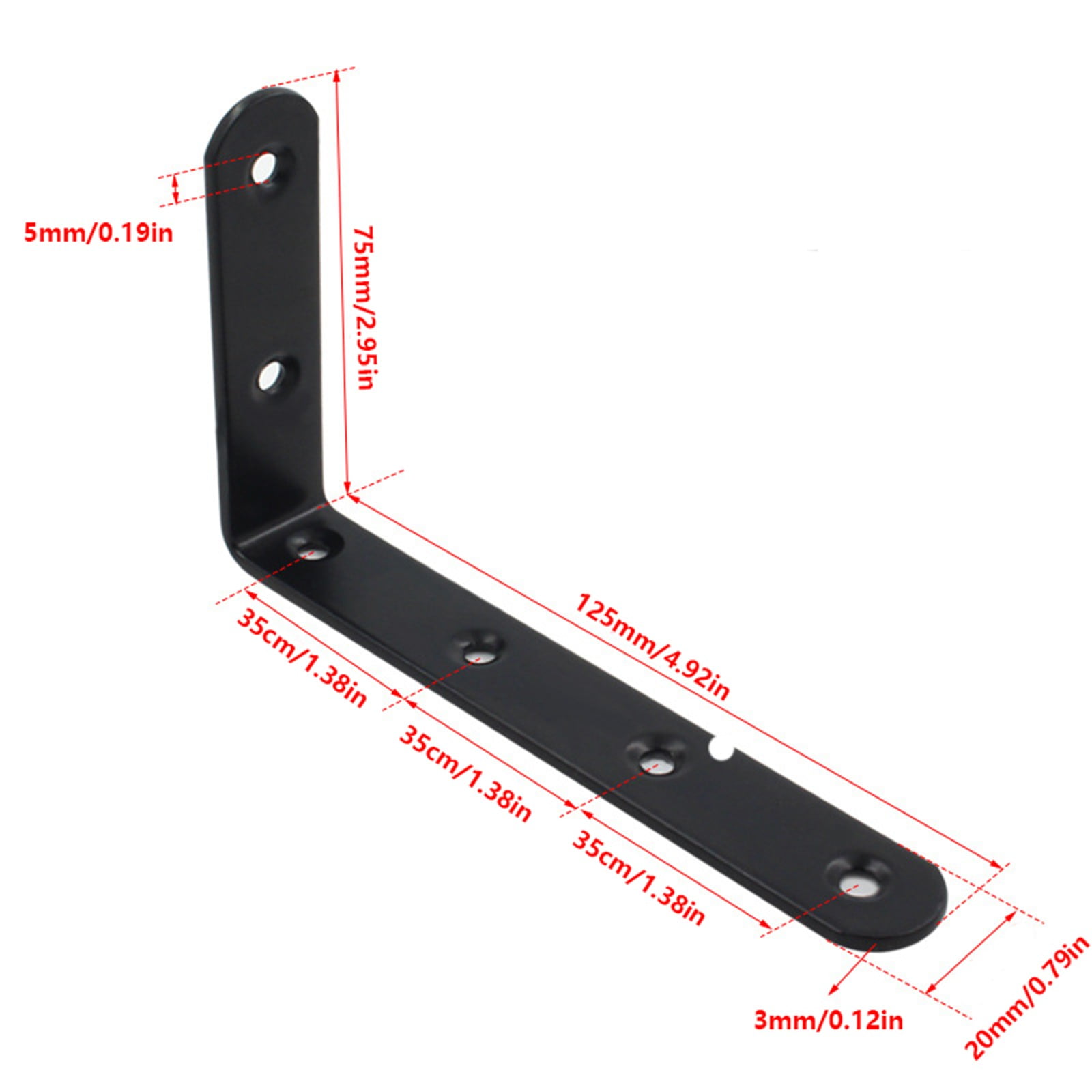 Black L Brackets for Wood, 4.92