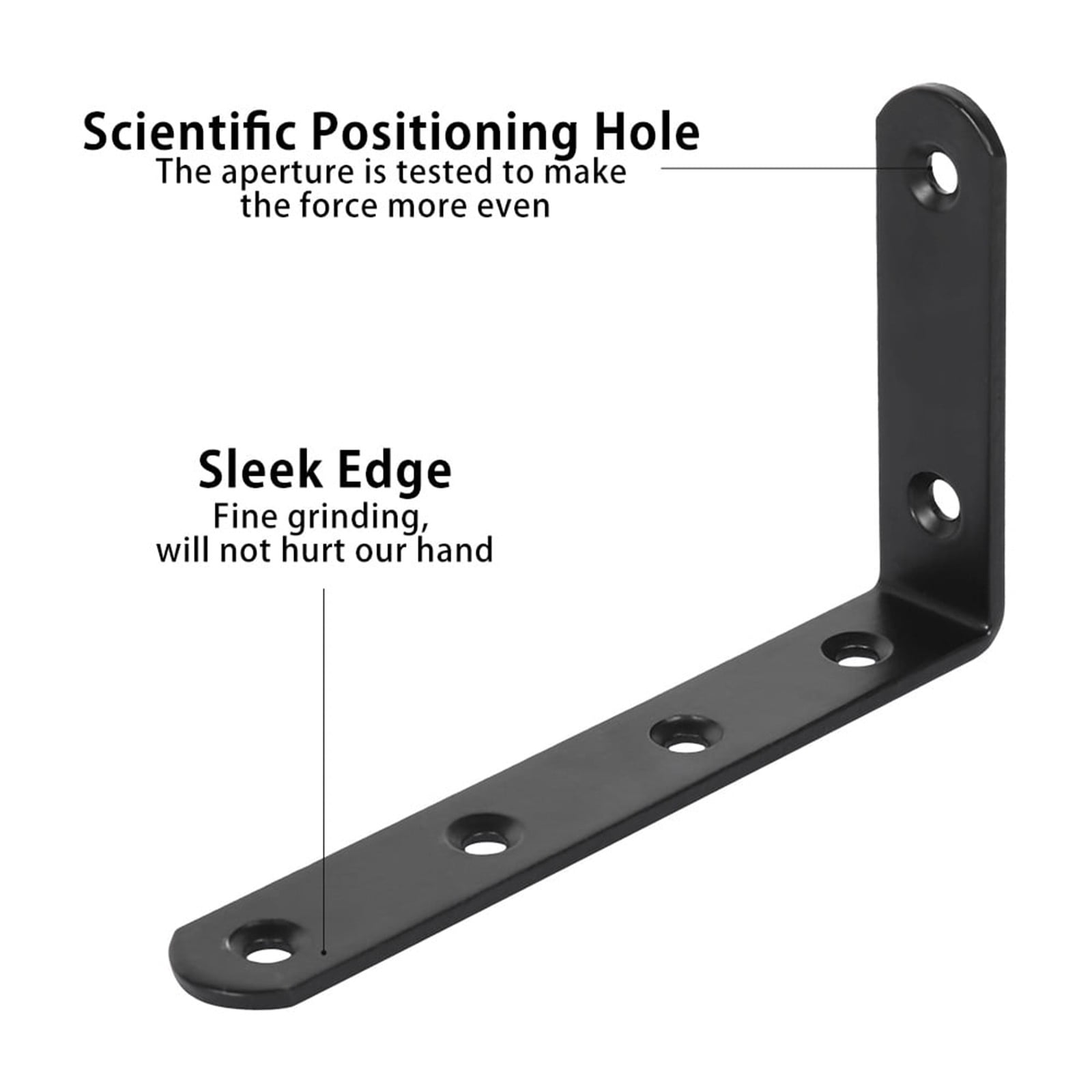 Black L Brackets for Wood, 4.92