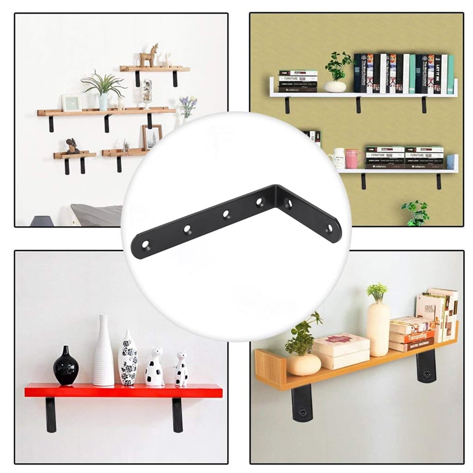 Black L Brackets for Wood, 4.92