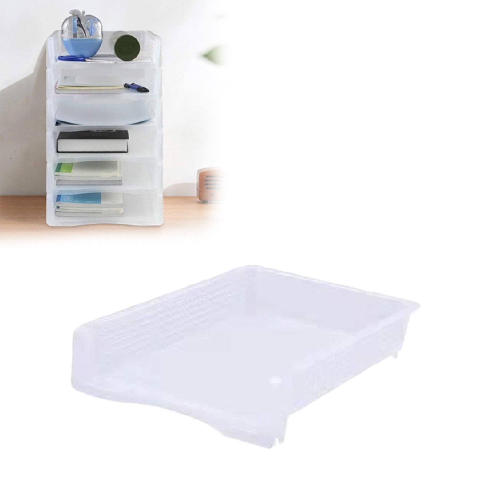 Stackable Paper Trays, Heavy Duty Rectangular Plastic Desk Holder Desktop Document File Organizer Storage Letter for Office Classroom (Clear) 12.8x9.84x2.16 12.8