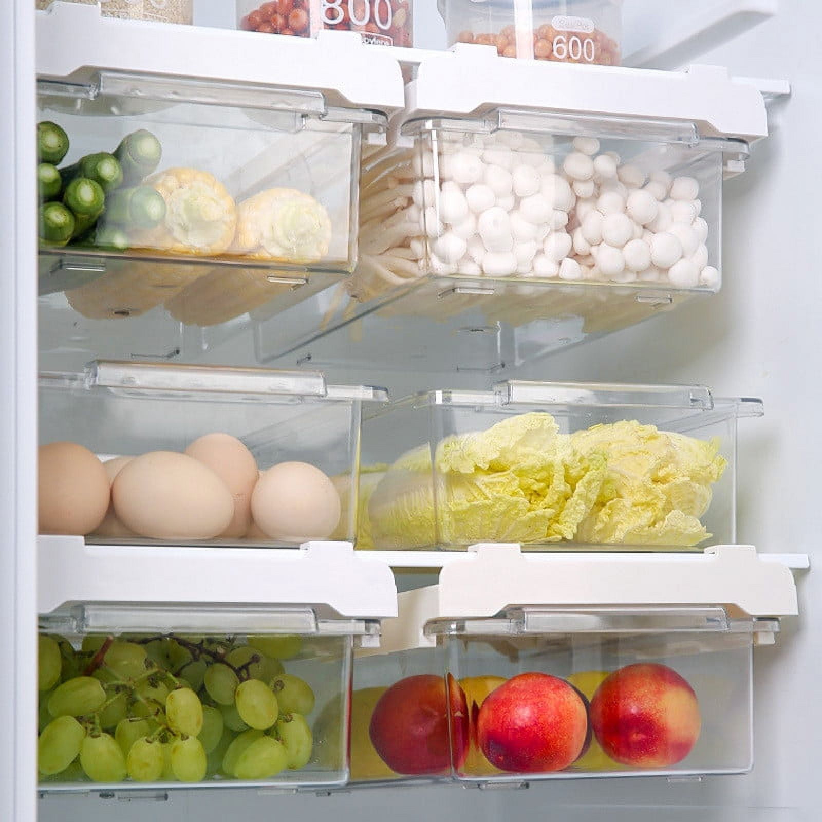 Refrigerator Pull Out Bin,Snap On Drawer Fridge Mate,Fridge Storage Box/Drawers/Rack, Refrigerator Bin Home Organizer for Fridge Shelf Thickness Under 0.6 - Image 4