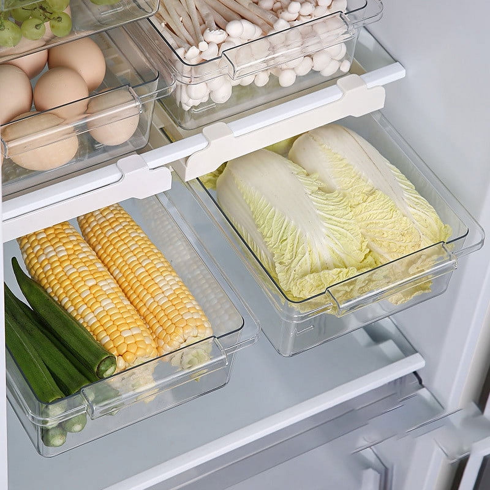 Refrigerator Pull Out Bin,Snap On Drawer Fridge Mate,Fridge Storage Box/Drawers/Rack, Refrigerator Bin Home Organizer for Fridge Shelf Thickness Under 0.6 - Image 5