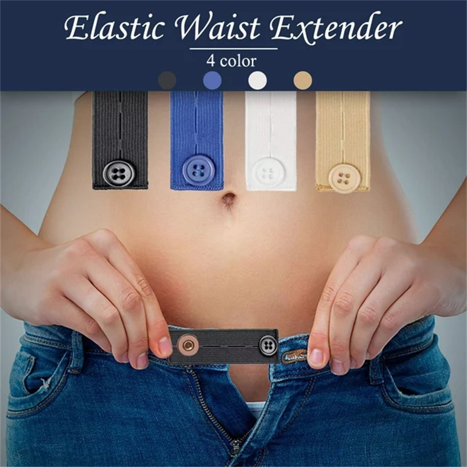 Adjustable Elastic Button Extender, 4 Pack Colour Elastic Button Extenders for Men and Women, Waist Extenders Waistband for Jeans Pants Trousers, 3.3x1.0 3.3