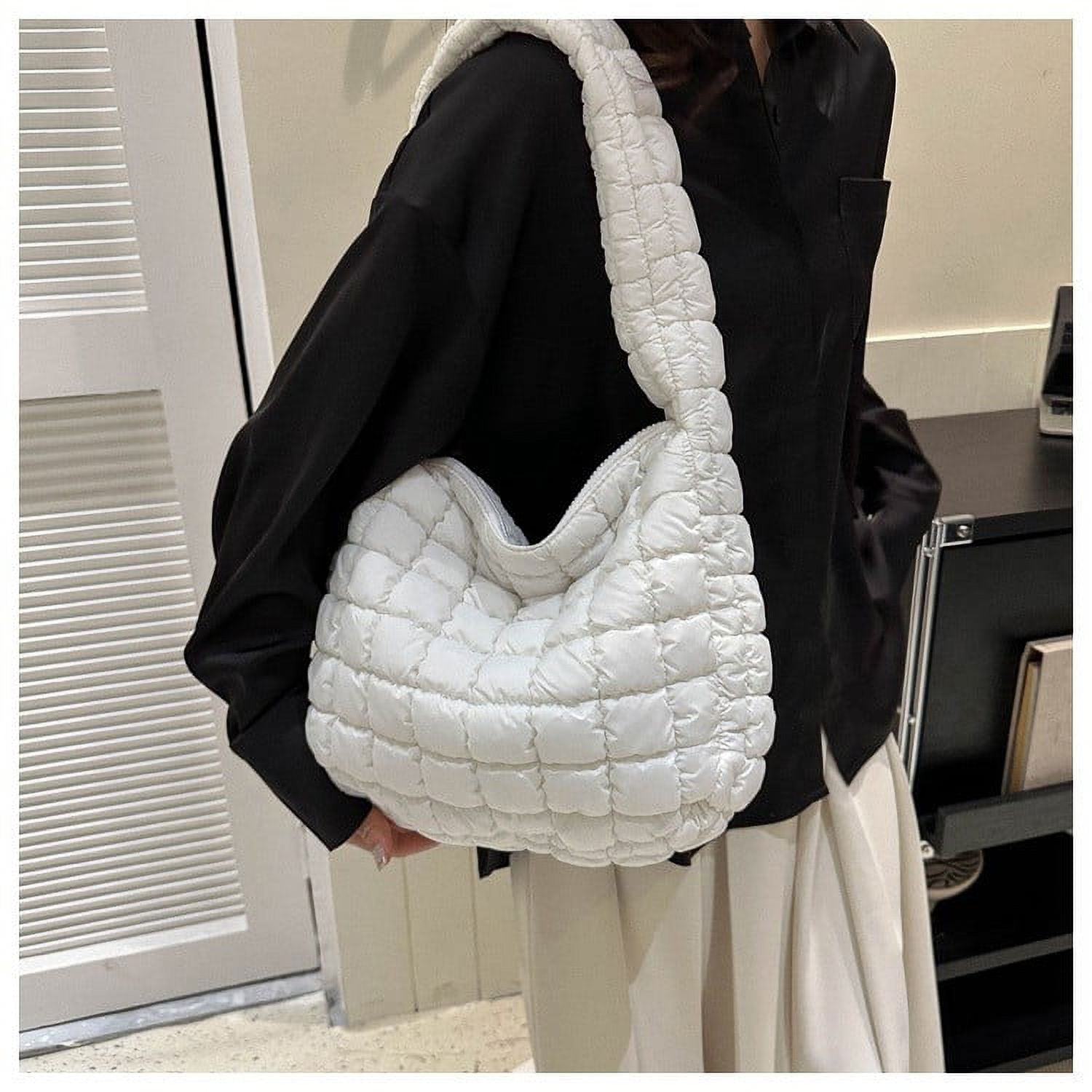 Puffer Tote Bag for Women, Quilted Crossbody Bubble Shoulder Bag, Soft Cloud Lightweight Puffy Handbag, Perfect for Vacation Travel and Daily Matching E - Image 3