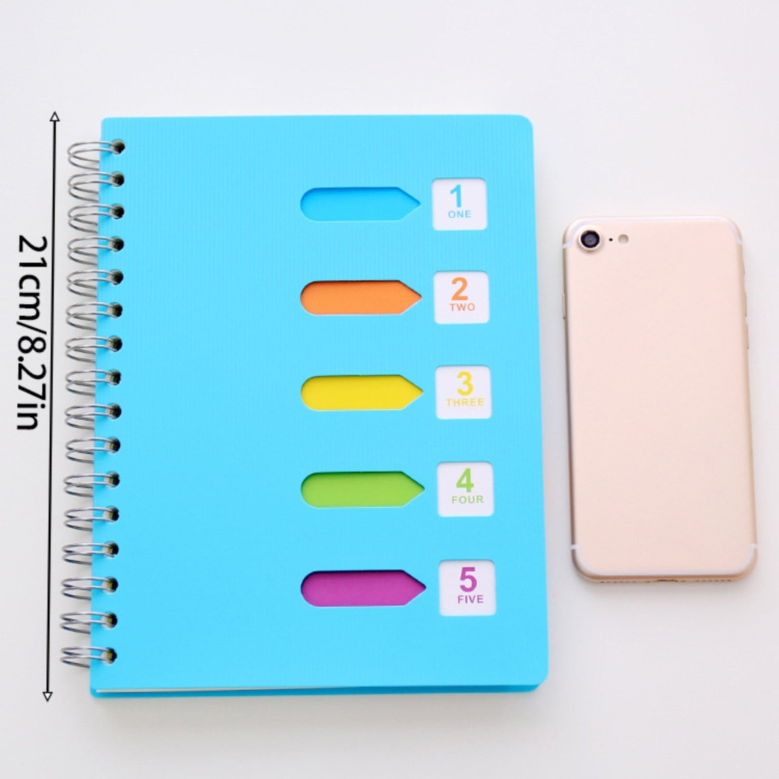 5 Subject Notebook College Ruled,Small Spiral Notebook 5x7 with Removable Divider Tabs, Lined Spiral Notebook for Women,220 Pages A5 Spiral Notebooks for Note Taking,Blue Light Green - Image 3