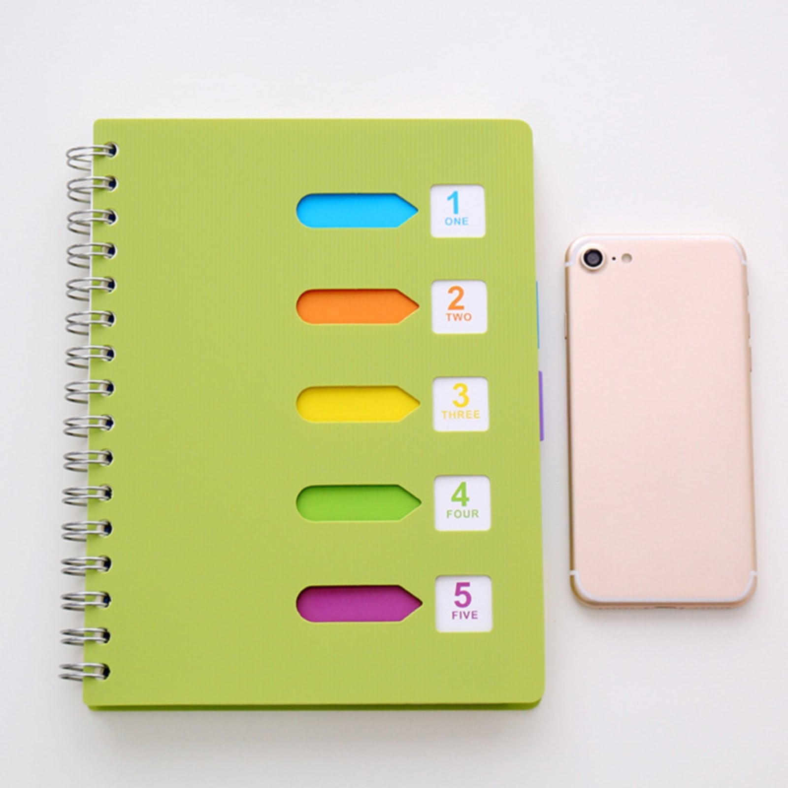 5 Subject Notebook College Ruled,Small Spiral Notebook 5x7 with Removable Divider Tabs, Lined Spiral Notebook for Women,220 Pages A5 Spiral Notebooks for Note Taking,Blue Light Green - Image 6