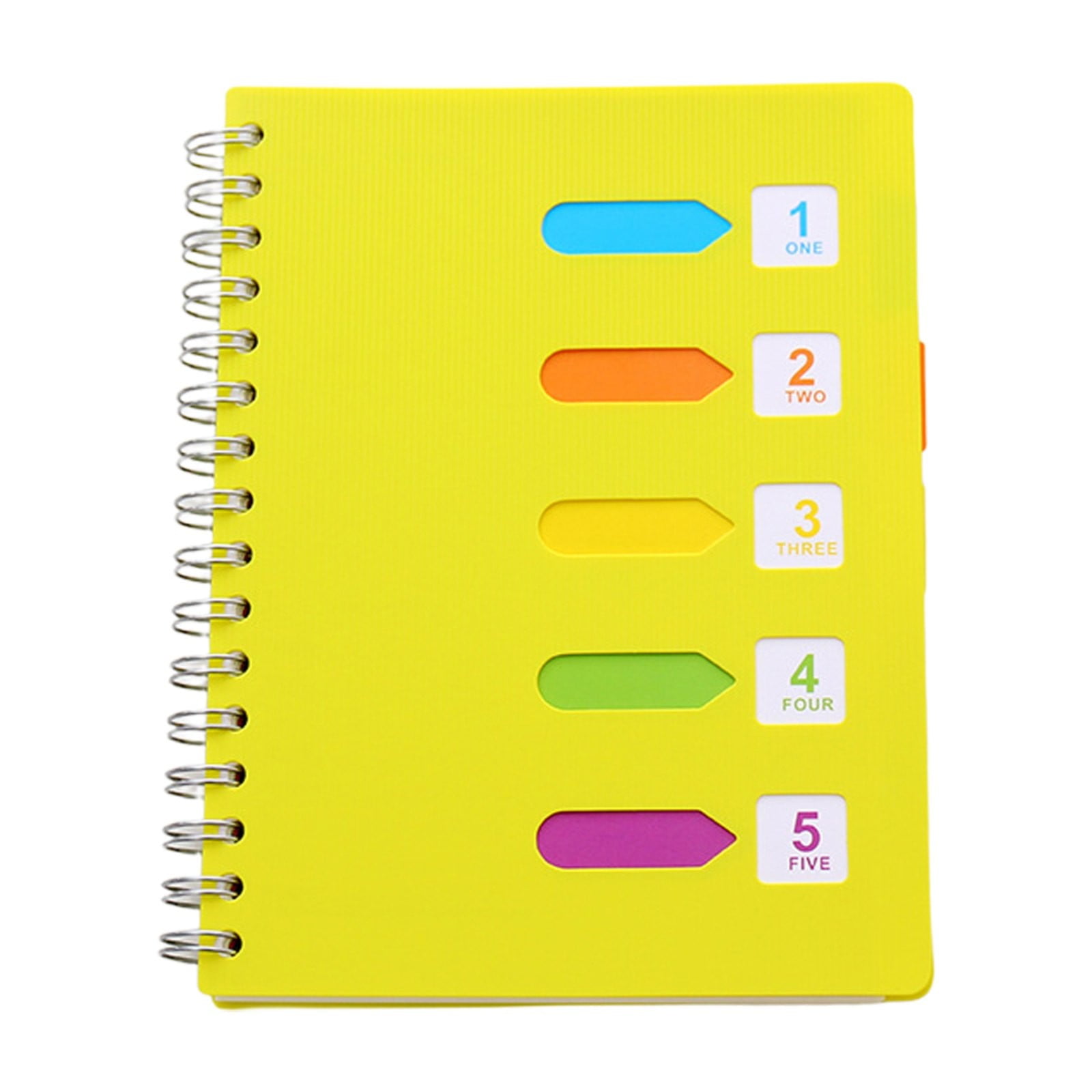 5 Subject Notebook College Ruled,Small Spiral Notebook 5x7 with Removable Divider Tabs, Lined Spiral Notebook for Women,220 Pages A5 Spiral Notebooks for Note Taking,Blue Yellow - Image 1