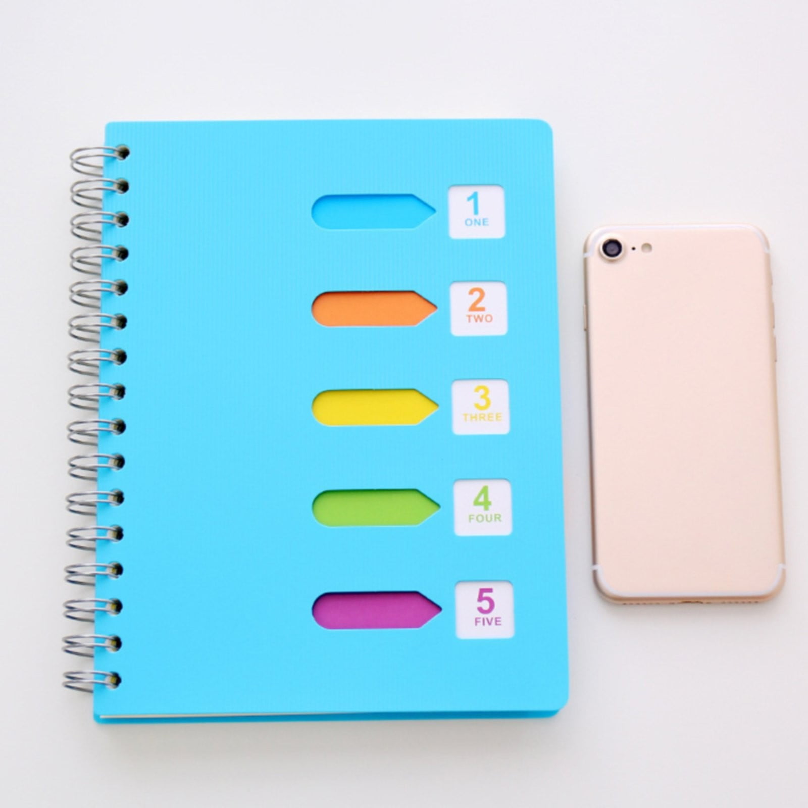 5 Subject Notebook College Ruled,Small Spiral Notebook 5x7 with Removable Divider Tabs, Lined Spiral Notebook for Women,220 Pages A5 Spiral Notebooks for Note Taking,Blue Yellow - Image 4