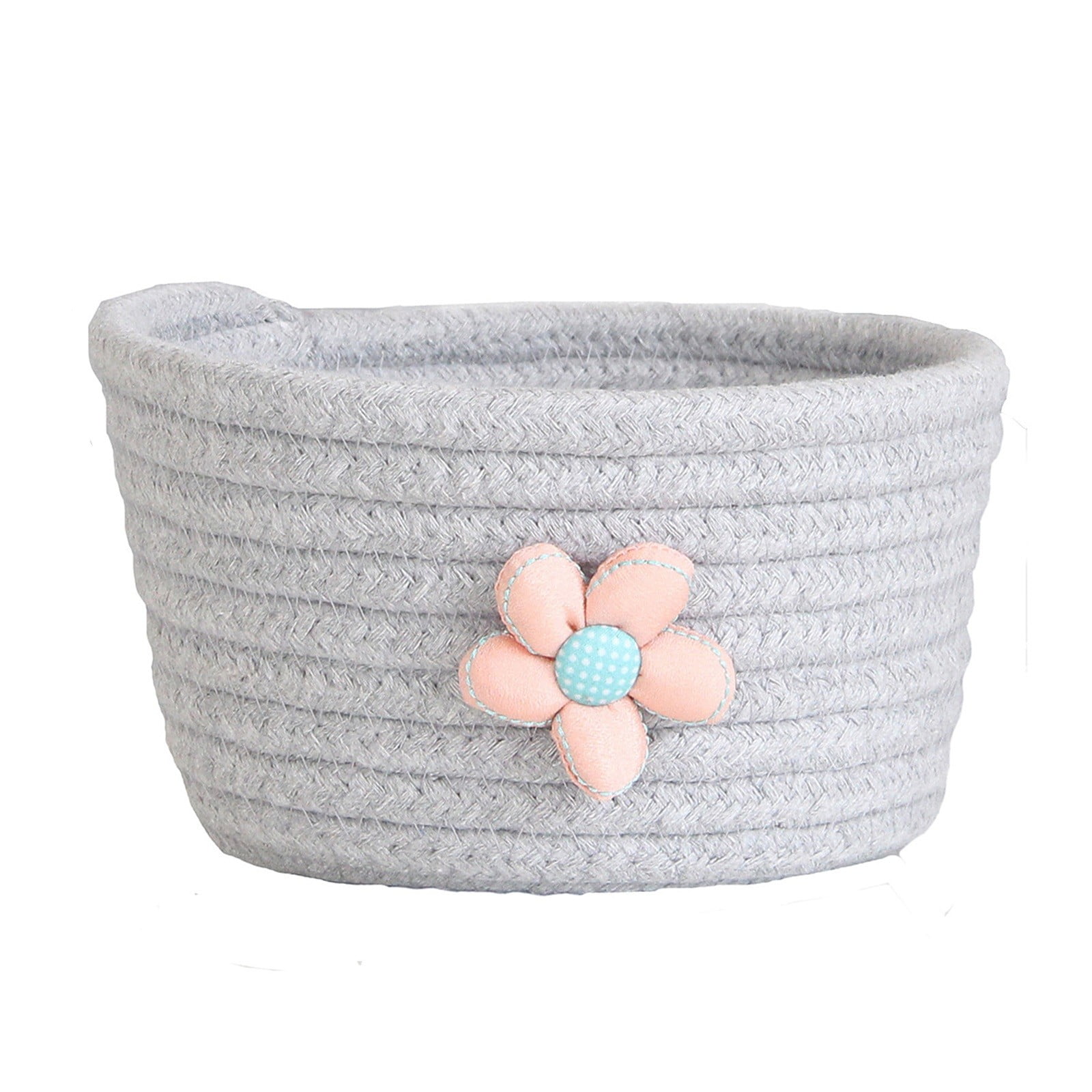 Small Woven Storage Baskets ,Cotton Rope Woven Rattan Baskets,Shelf Toy Basket,Closet Organizer Bins,Small Storage Baskets for OrganizingShallow Basket,Tiny Oval Shallow Baskets,6.3x3.15