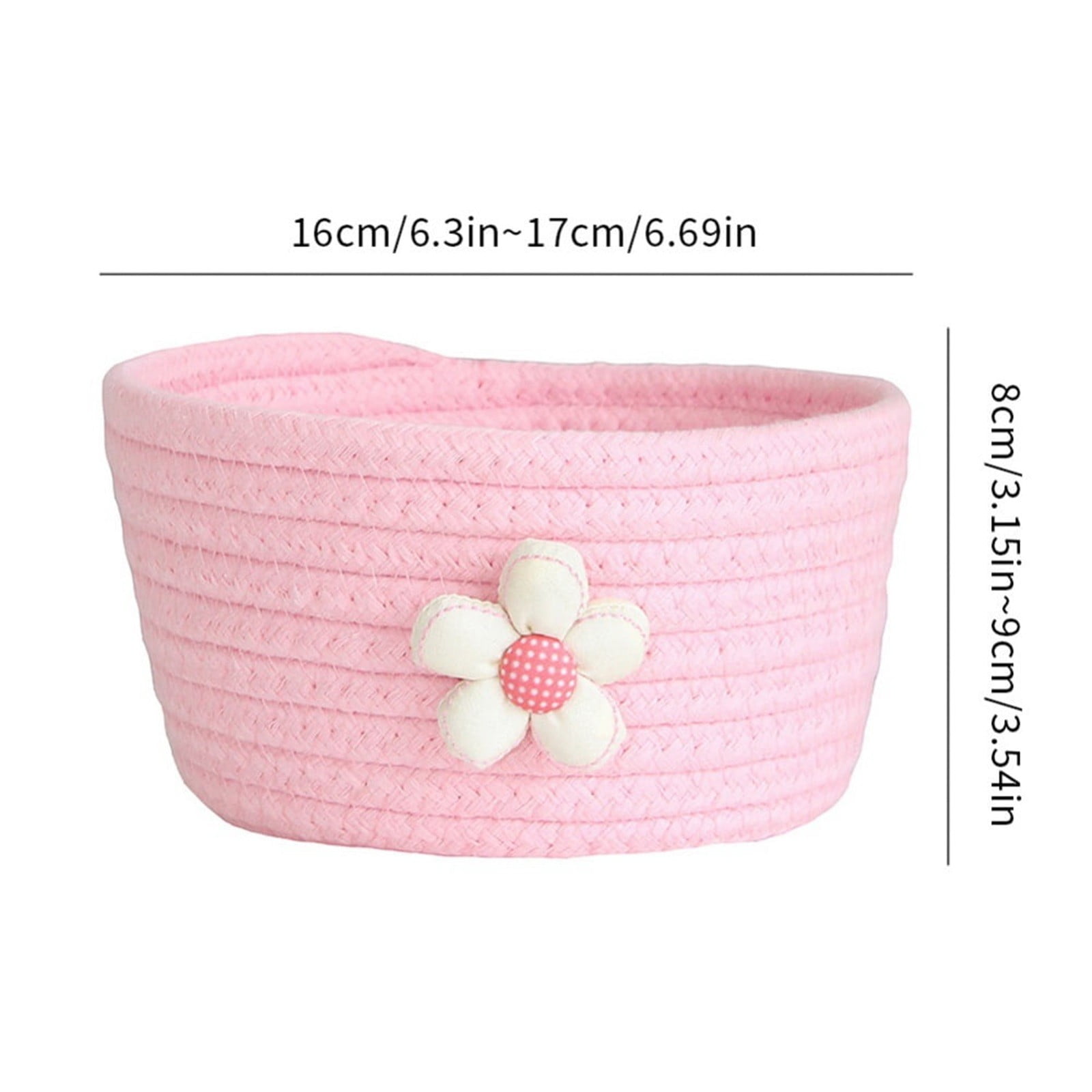 Small Woven Storage Baskets ,Cotton Rope Woven Rattan Baskets,Shelf Toy Basket,Closet Organizer Bins,Small Storage Baskets for OrganizingShallow Basket,Tiny Oval Shallow Baskets,6.3x3.15