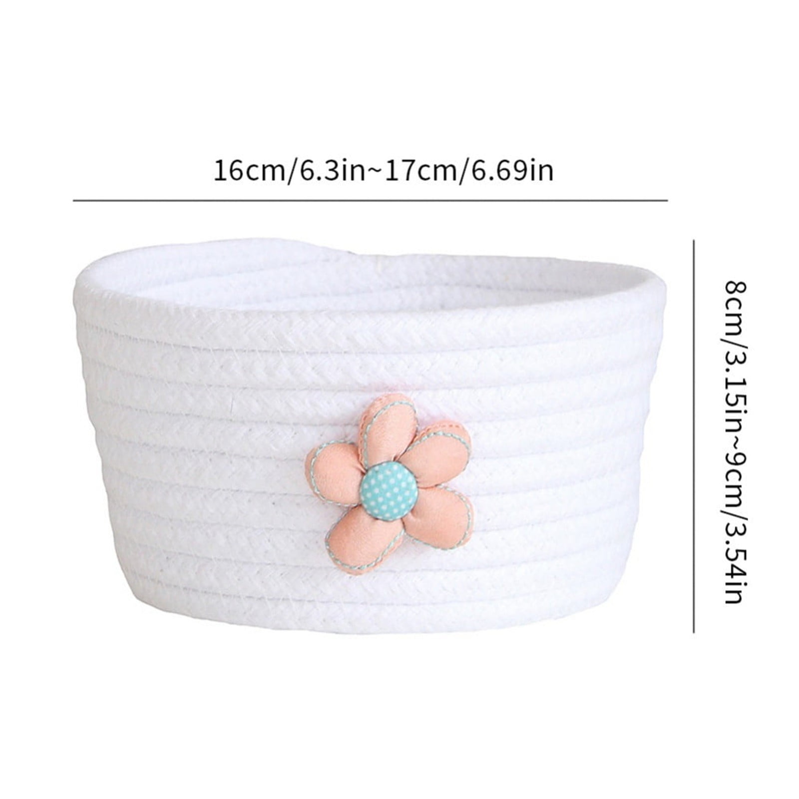 Small Woven Storage Baskets ,Cotton Rope Woven Rattan Baskets,Shelf Toy Basket,Closet Organizer Bins,Small Storage Baskets for OrganizingShallow Basket,Tiny Oval Shallow Baskets,6.3x3.15