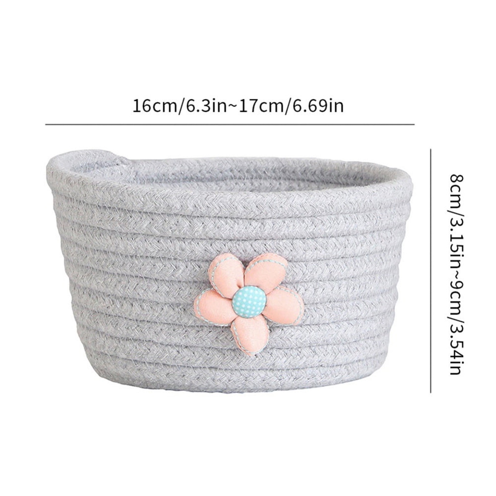 Small Woven Storage Baskets ,Cotton Rope Woven Rattan Baskets,Shelf Toy Basket,Closet Organizer Bins,Small Storage Baskets for OrganizingShallow Basket,Tiny Oval Shallow Baskets,6.3x3.15