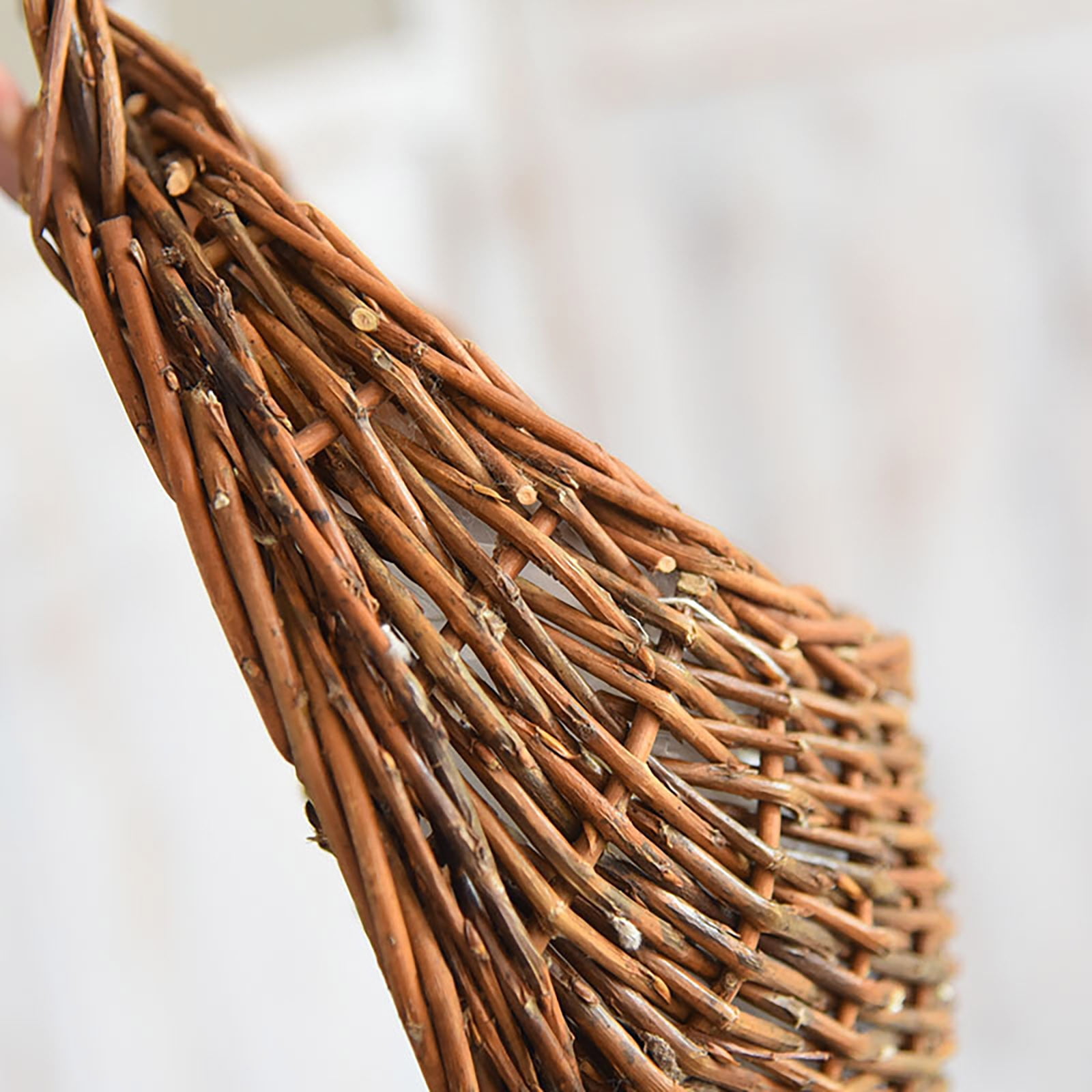Wicker Storage Basket with Handles,Wall Pot Hanging Basket Storage Small Wicker Basket, Woven Handmade Basket Basket Flower Patio & Garden,Handwoven Craft,Leak Proof Lining,6.3x8.27',Beige Brown - Image 6