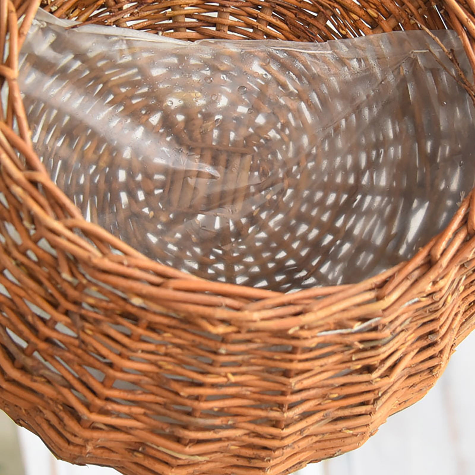 Wicker Storage Basket with Handles,Wall Pot Hanging Basket Storage Small Wicker Basket, Woven Handmade Basket Basket Flower Patio & Garden,Handwoven Craft,Leak Proof Lining,6.3x8.27',Beige Grey - Image 6