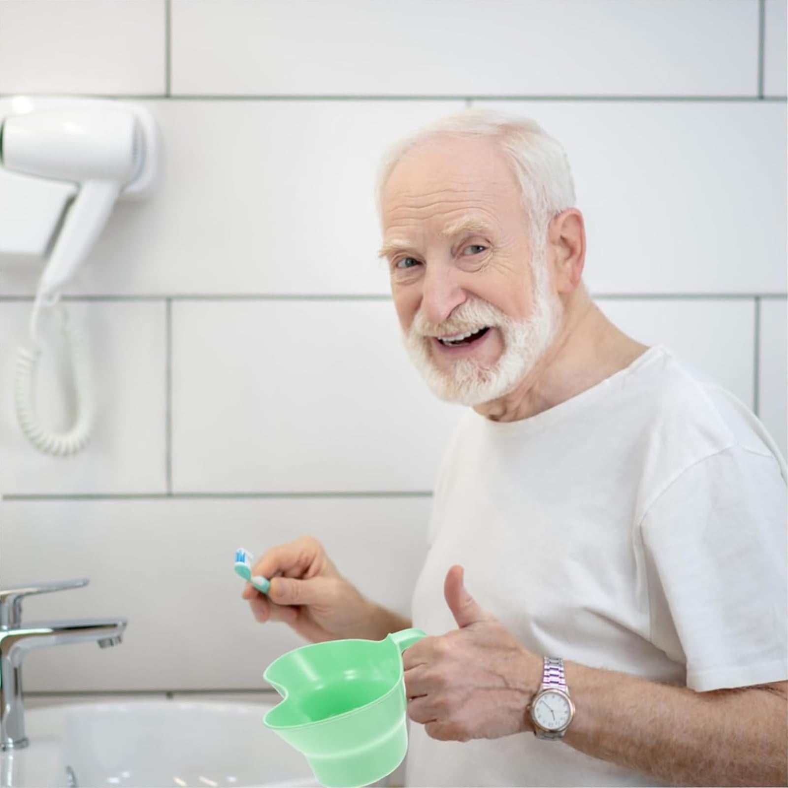 Plastic Basin Emesis Basin, 900ml Spit Cup, Plastic Bowl, Large Opening Puke Bucket with Hanging Handle for Elderly Bedridden Patients and Teeth Cleaning - Image 5