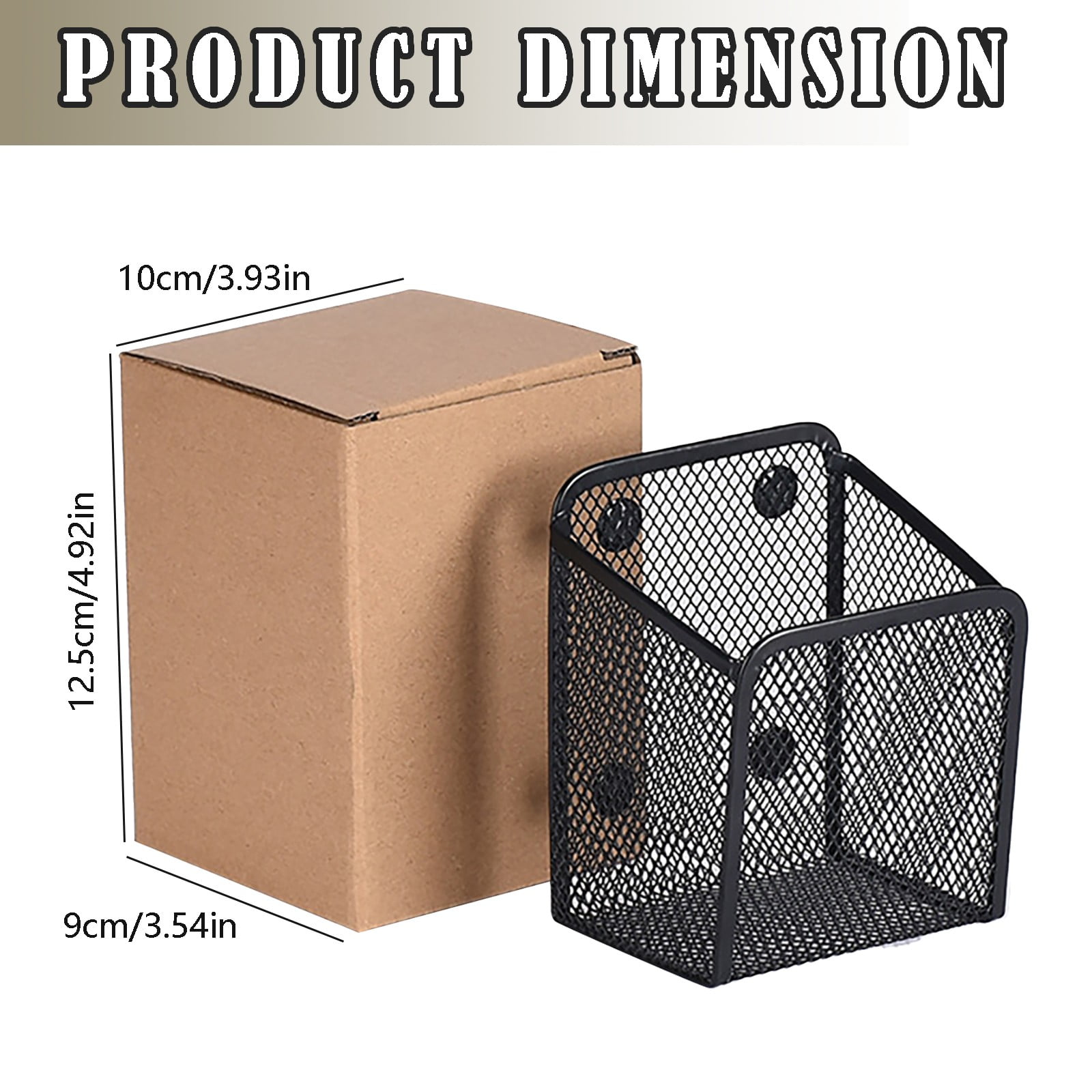 Magnetic Pencil Holder, Magnets Marker Holder, Mesh Storage Basket Organizer with Extra Strong Magnet, Mesh Pen Holder for Refrigerator, Whiteboard, Locker Accessories, Office Supplies, 3.93x3.54x4.9 3.54x3.93x4.92 Black - Image 3