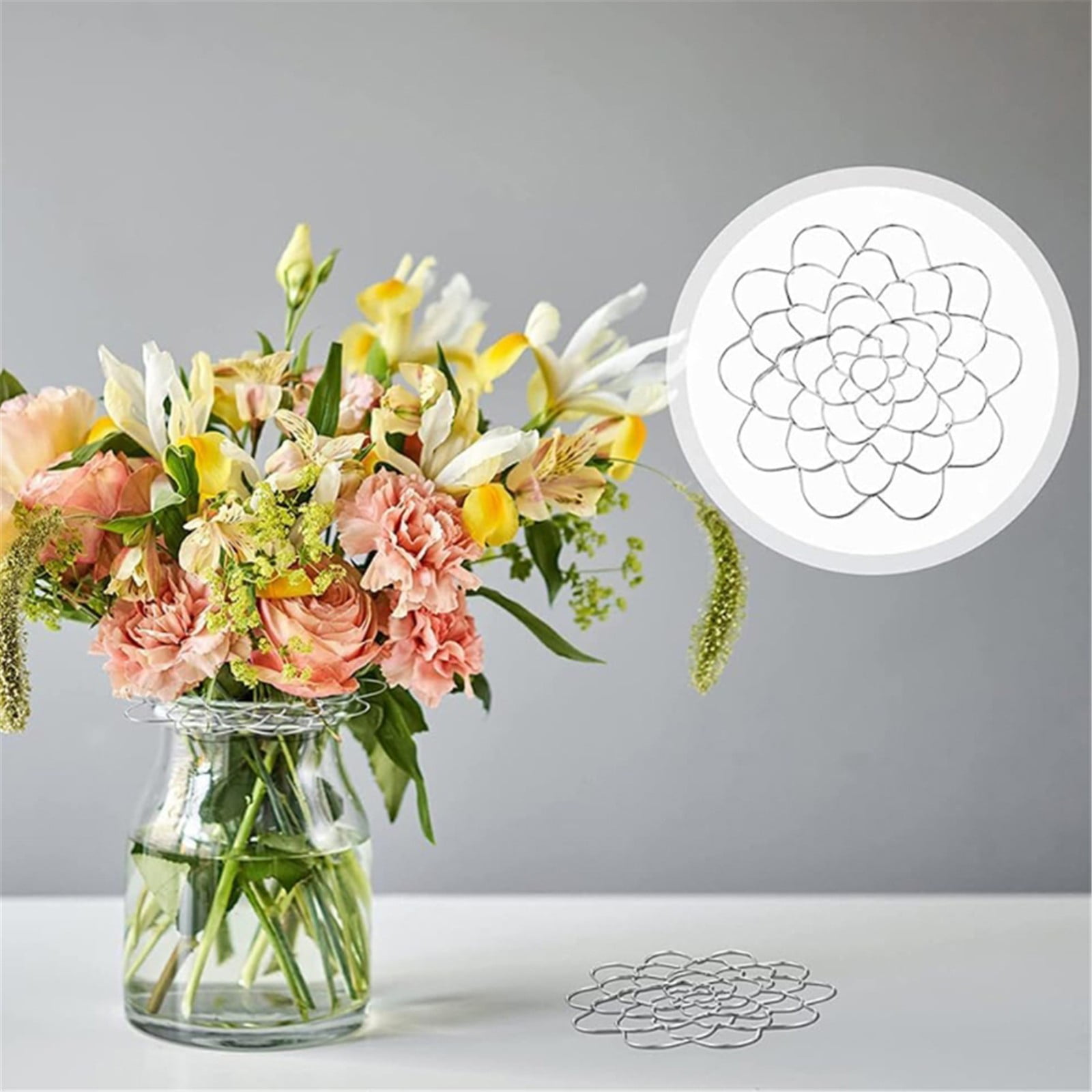 Stainless Steel Flower Arranger Frog, Wire Flower Arrangement Holder, Round Floral Lid Organizer Grid Tool, for Floral Plant Vase Stems Bouquets Fixation, Gold, 4 Inches 4