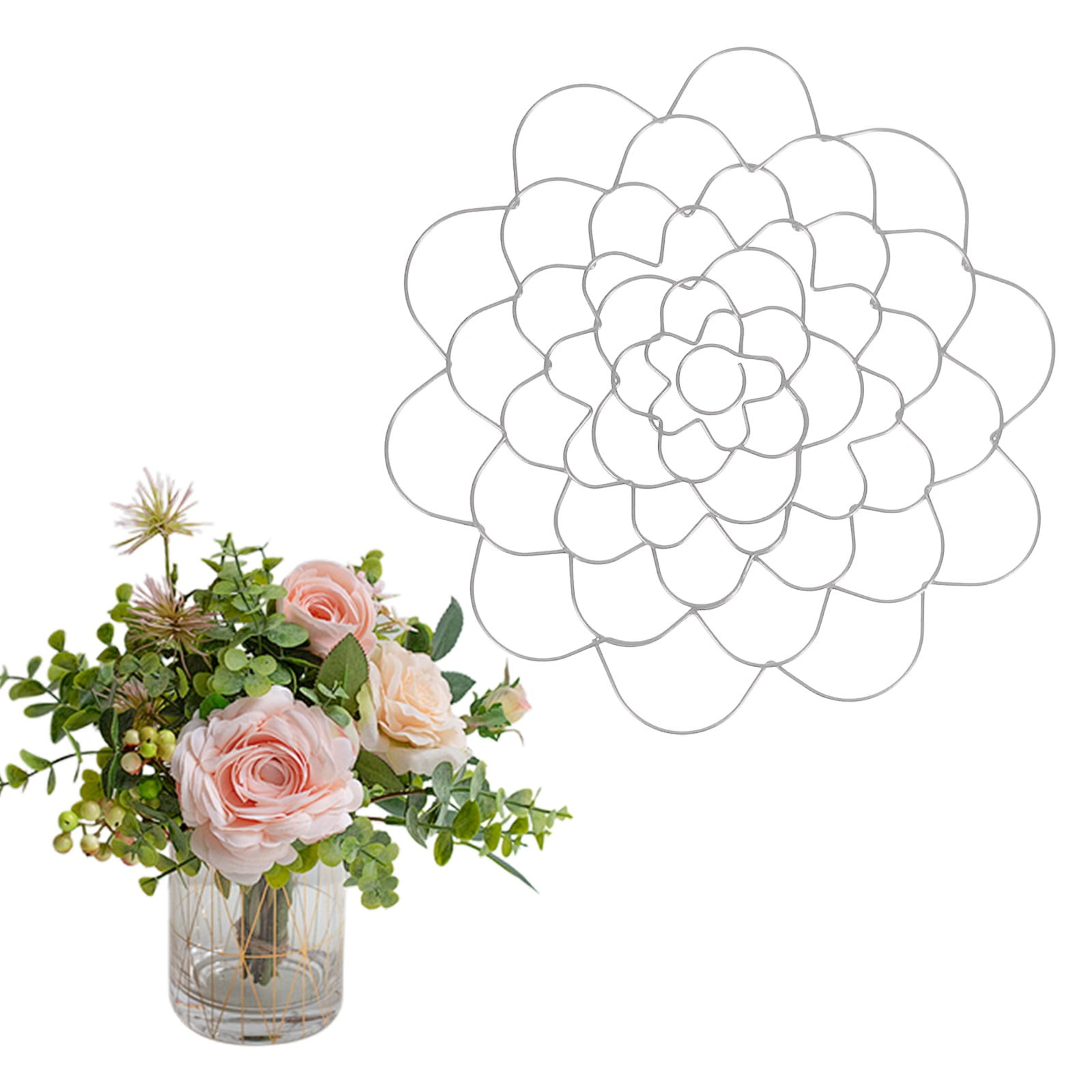 Stainless Steel Flower Arranger Frog, Wire Flower Arrangement Holder, Round Floral Lid Organizer Grid Tool, for Floral Plant Vase Stems Bouquets Fixation, Gold, 4 Inches 6