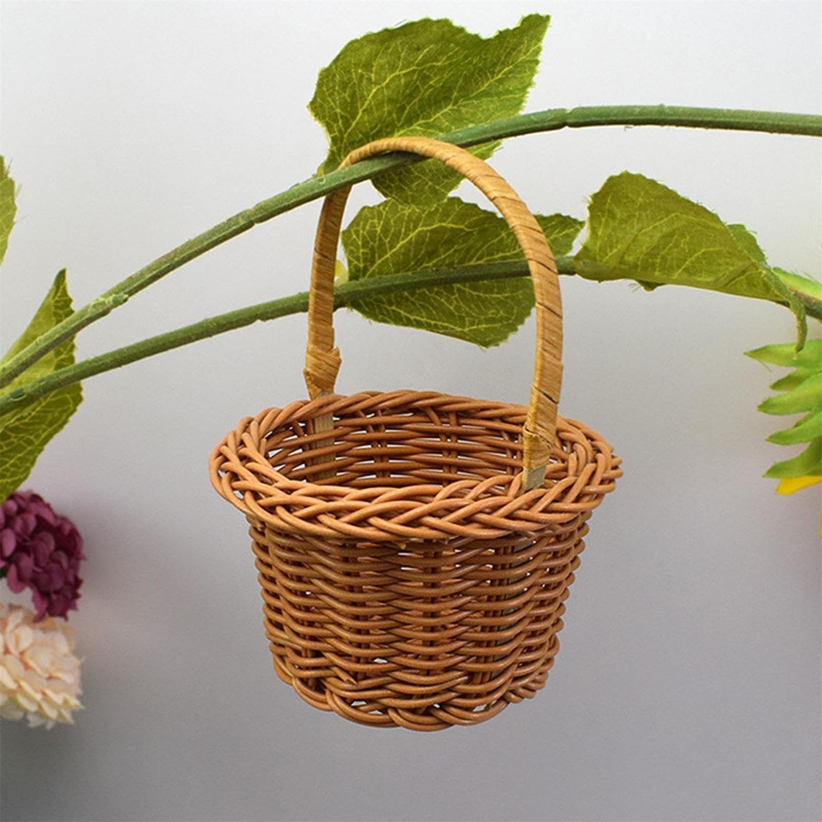 1 Piece Mini Small Wicker Basket,Wedding Flower Basket,3.14x1.96x5.51