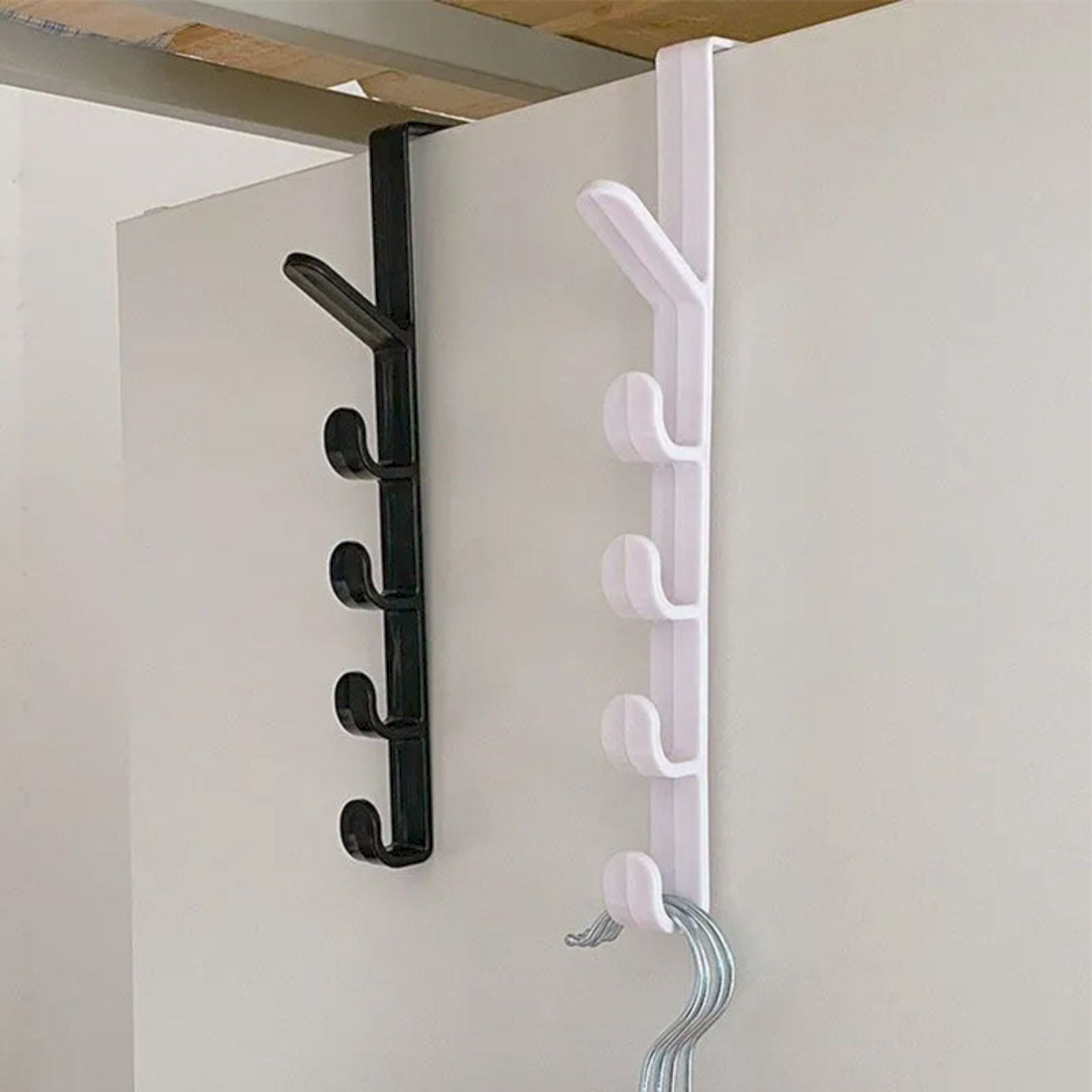 Over The Door Organizer Hooks, 5 Layers Heavy Duty Hats Hanger, Purse Organizer Vertical Hanging Coat Organizer Rack for Backpack Towel and Hangers (Black/1Pcs) 11.02x0.79x1.77 11.02