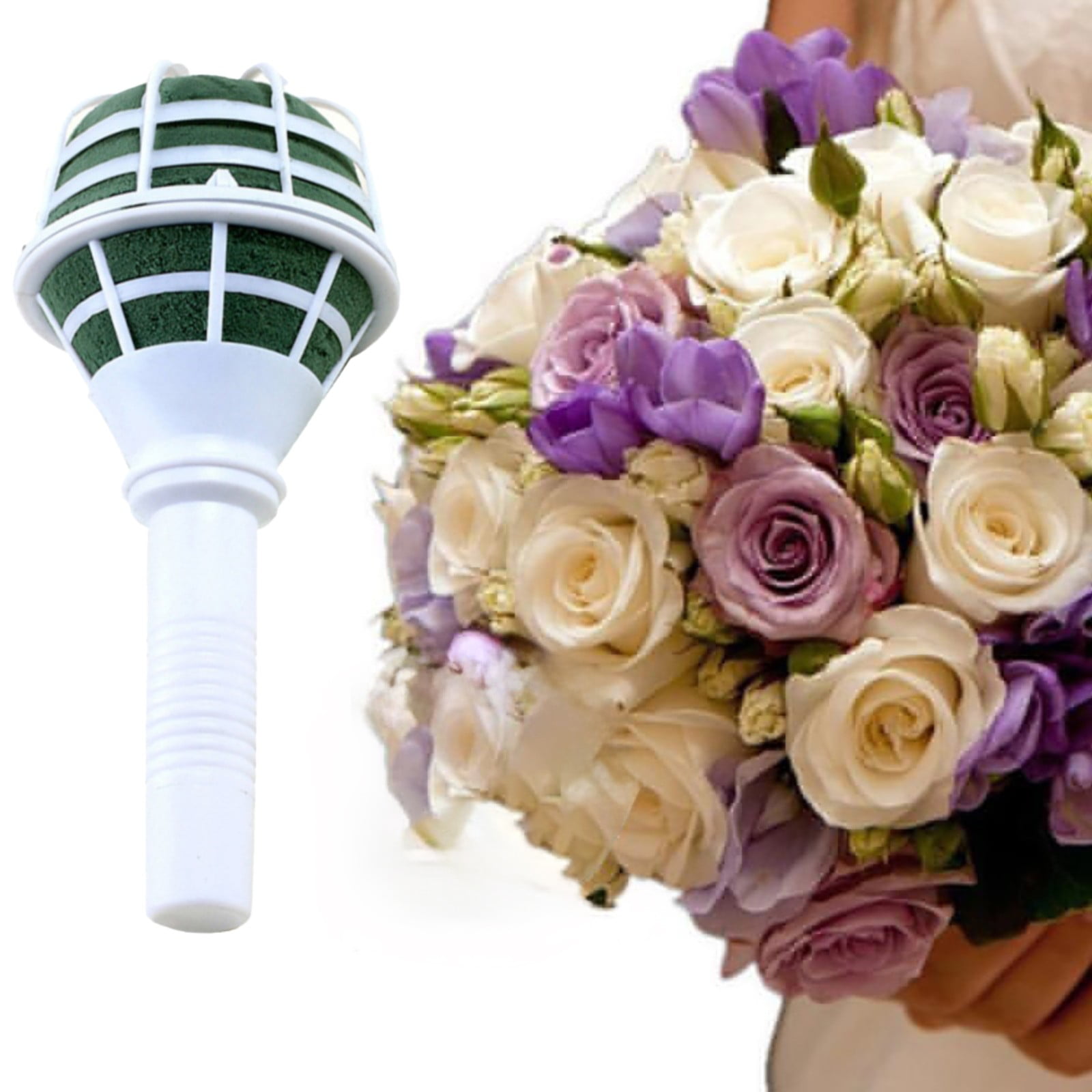 Bouquet Holder, DIY Wedding Foam Bouquet Handle Bridal Floral Fresh Artificial Flower Holder Decoration for Fresh And Artificial Flower, 1 Pcs, 3.34x7.08 3.34