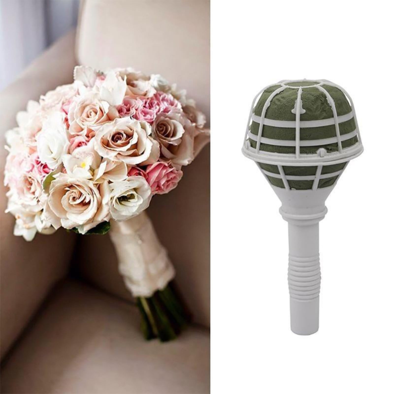 Bouquet Holder, DIY Wedding Foam Bouquet Handle Bridal Floral Fresh Artificial Flower Holder Decoration for Fresh And Artificial Flower, 1 Pcs, 3.34x7.08 3.34